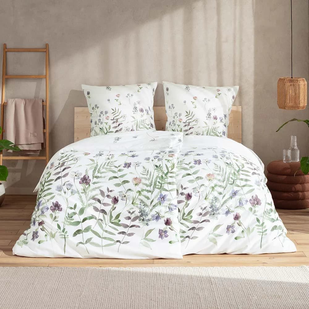 ESTELLA Bettwäsche "Leticia" Grün Satin Bio-Baumwolle Floral