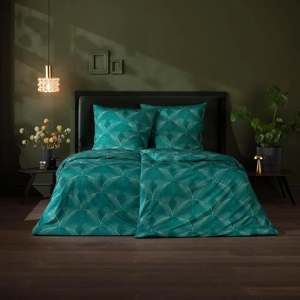 ESTELLA Bettwäsche "Otto" Mako-Interlock-Jersey Blautanne/Grün
