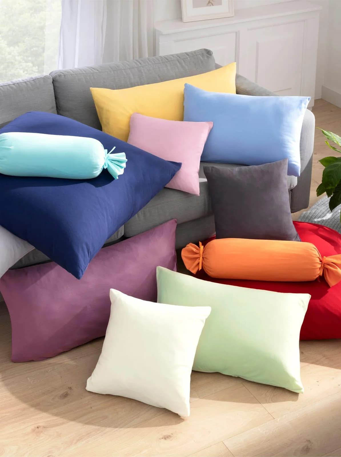 ESTELLA Kissenbezug 40x80 cm Aubergine 100% Baumwolle