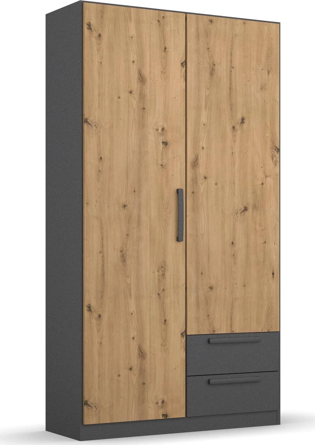 Rauch StyleUp Drehtürenschrank Grau mit Eiche Artisan Griffen