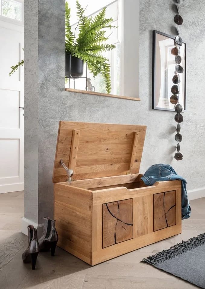 G+K Möbelvertriebs GmbH Truhenbank Wildeiche Massiv Braun