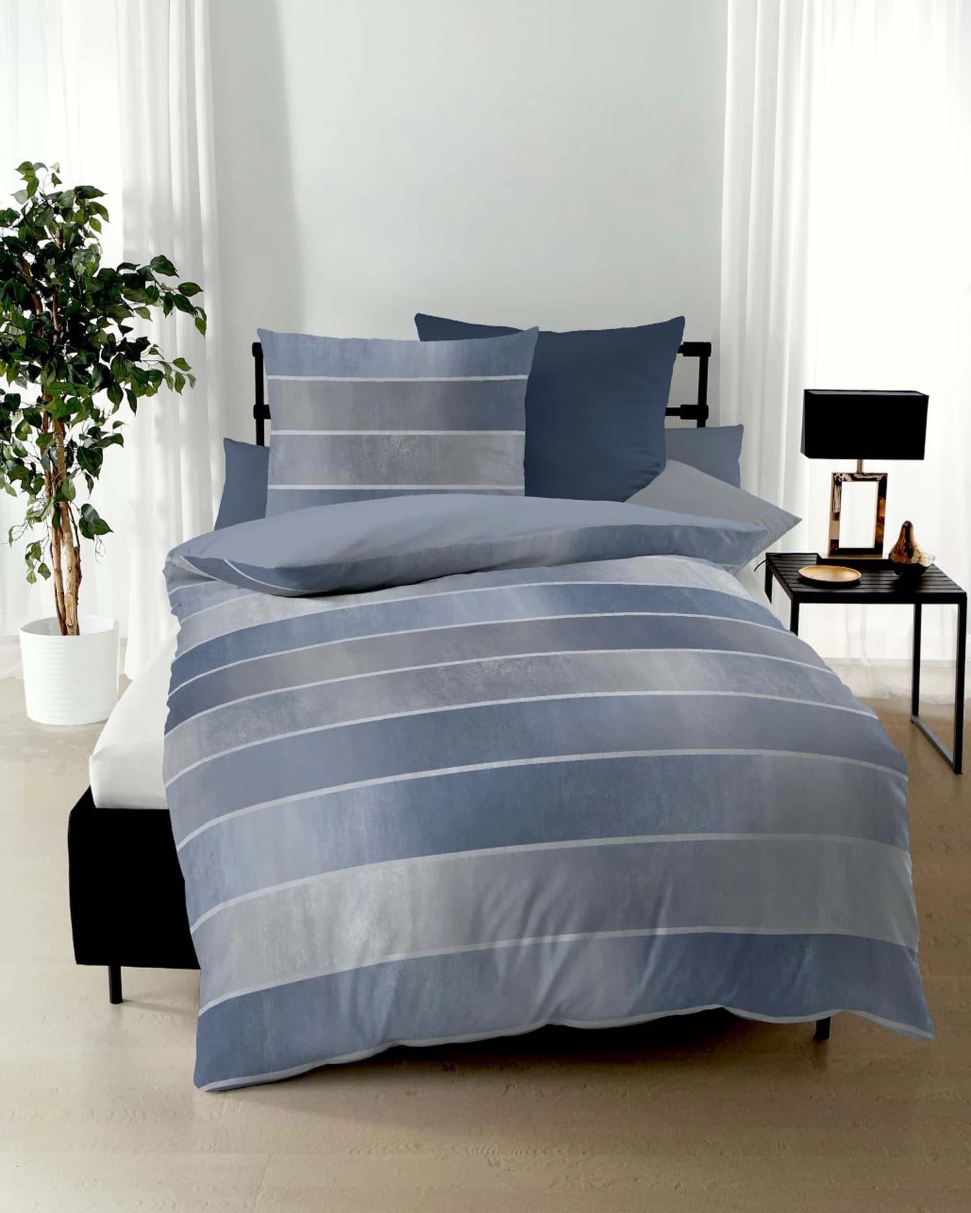 Kaeppel Wendebettwäsche TIMELESS 100% Baumwolle Blau Mako-Satin