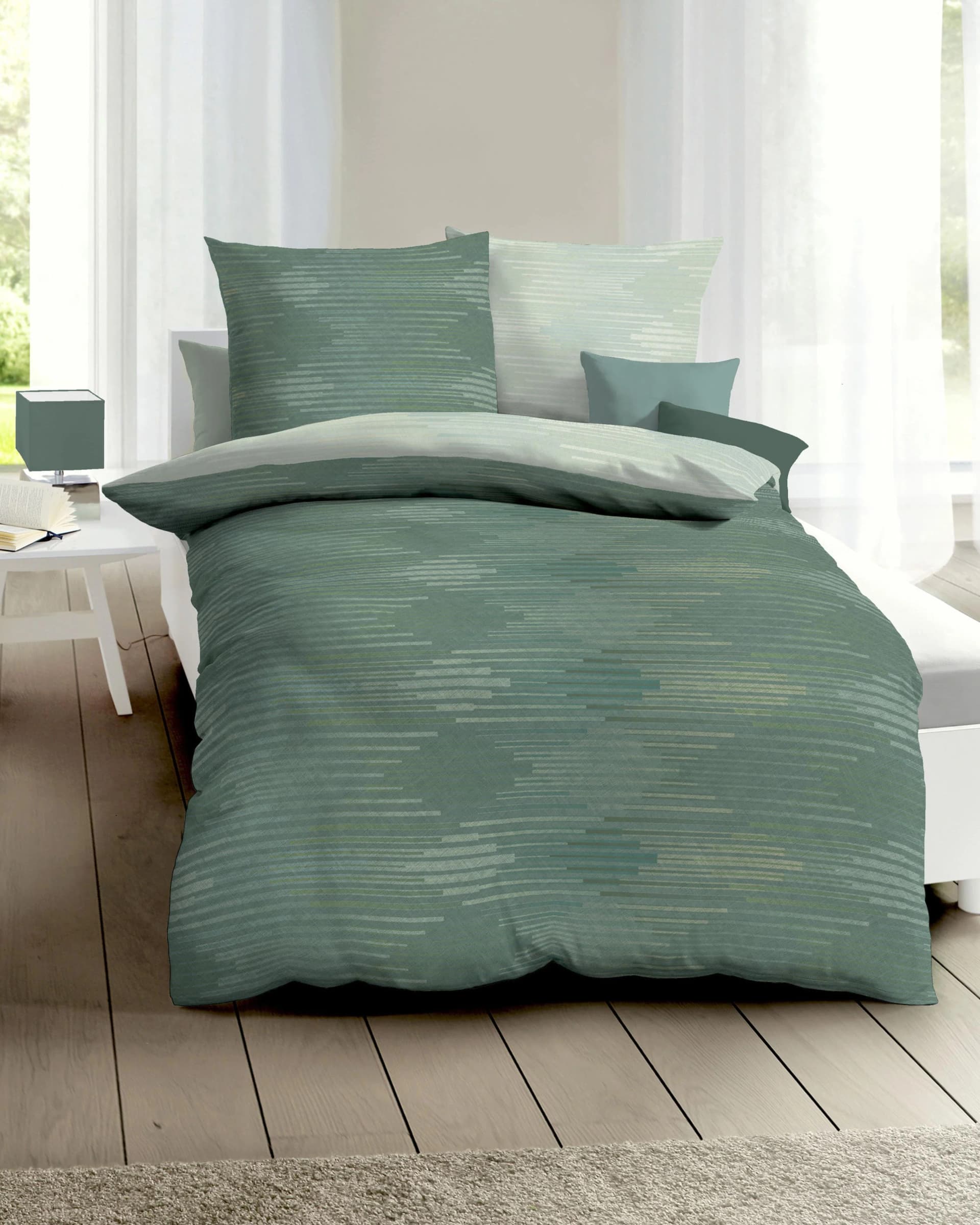KAEPPEL Wendebettwäsche Ikat Jade 100% Baumwolle Mako-Satin