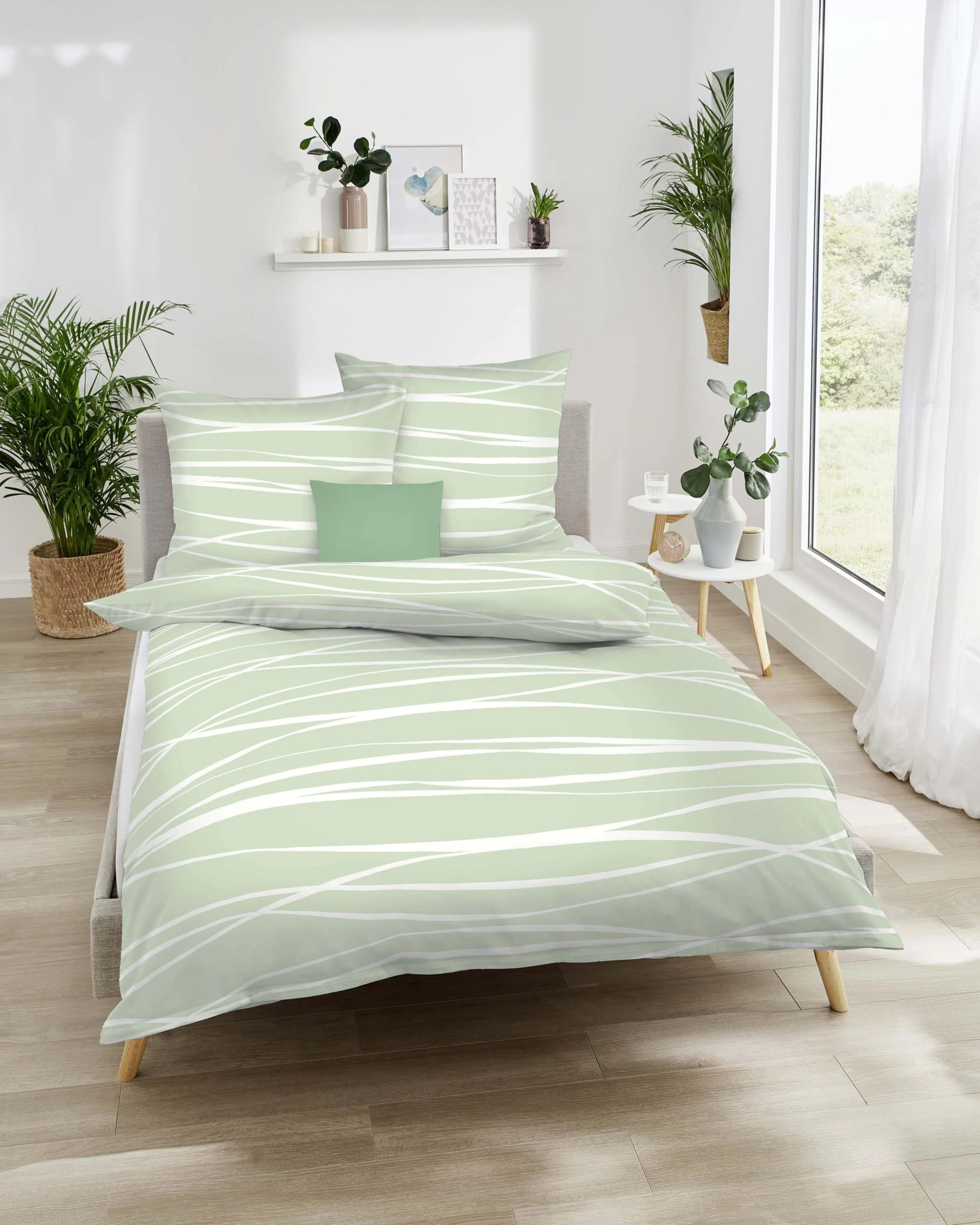 Kaeppel Wendebettwäsche Motion 100% Baumwolle Jade Mako-Satin