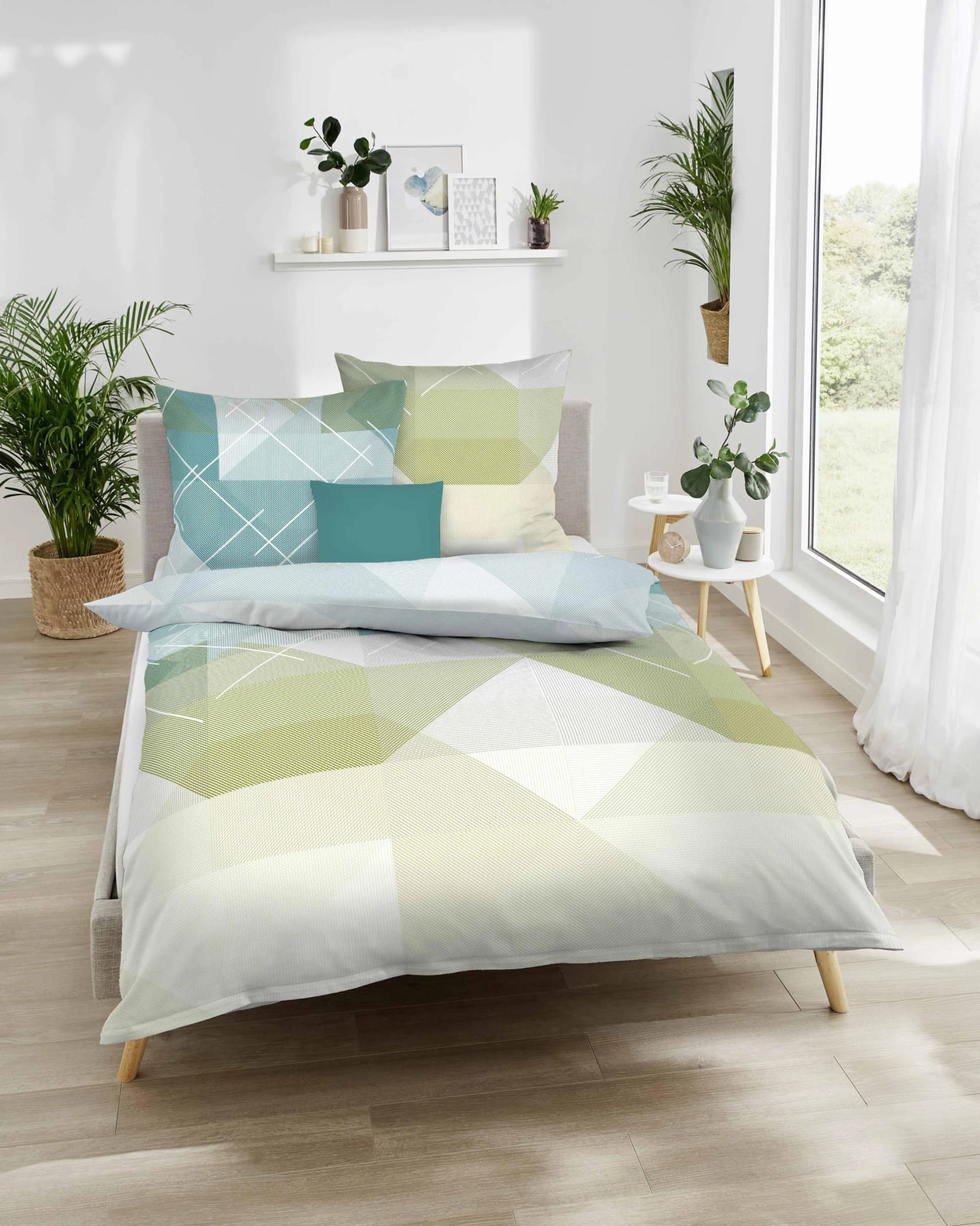 Kaeppel Bettwäsche Linear Smaragdgrün Mako-Satin 2-tlg.