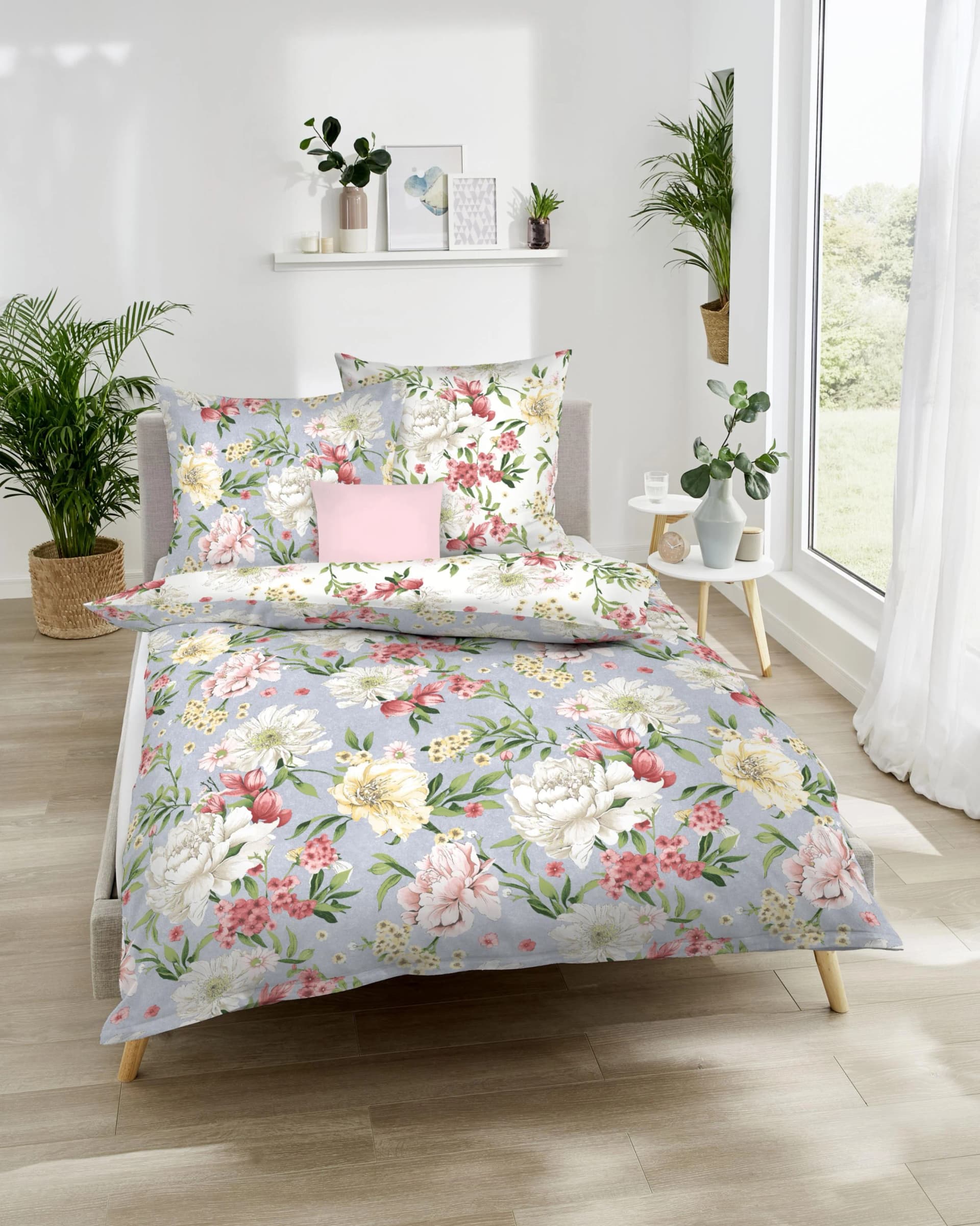 Kaeppel Wendebettwäsche Flirtation Grau Mako-Satin 100% Baumwolle