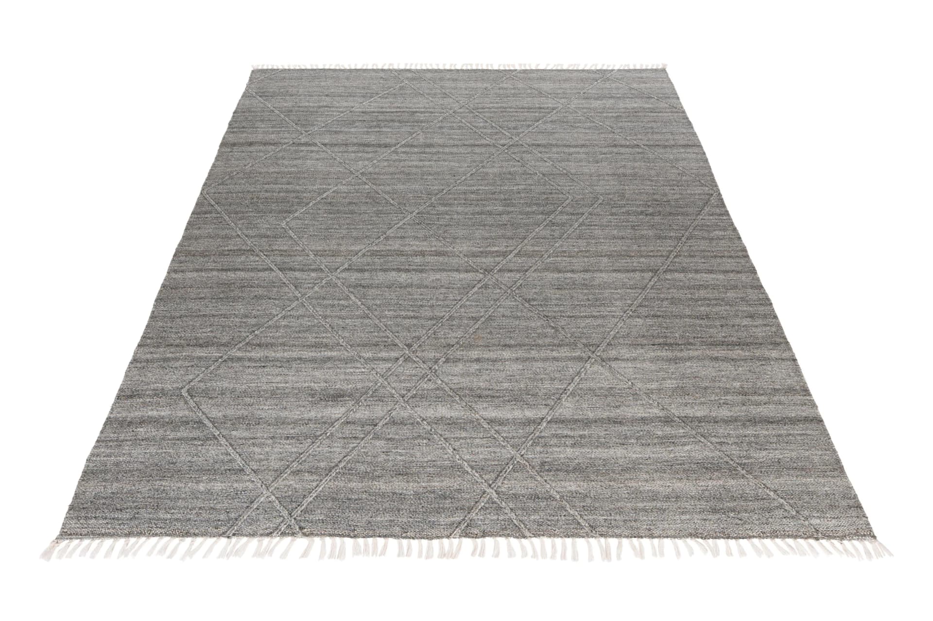Teppich OBSESSION My Dakar 365 Grau Rauten Muster Handgewebt