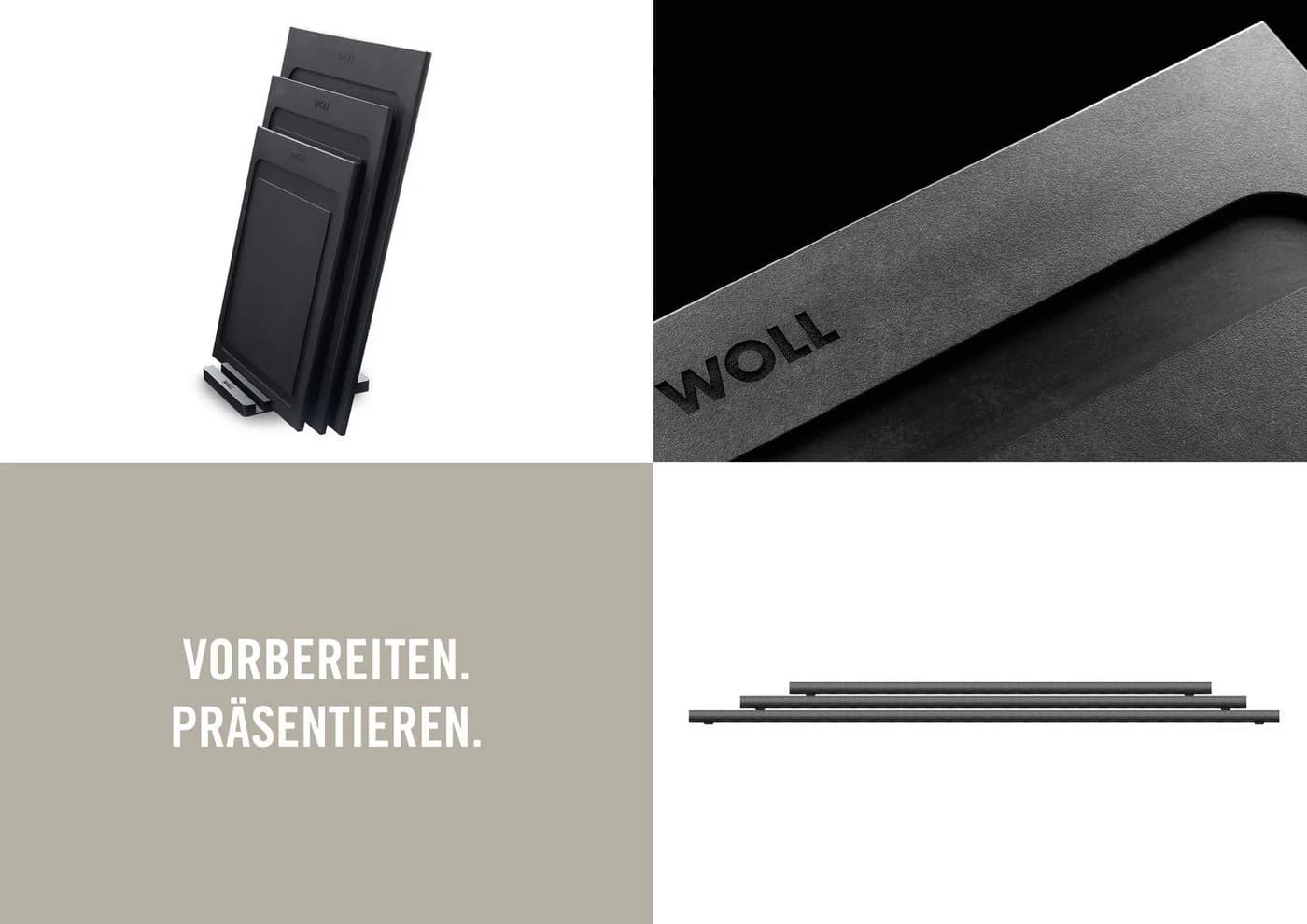 WOLL Schneidebrett Cut & Serve Set 4-tlg. Schwarz Papierverbundstoff