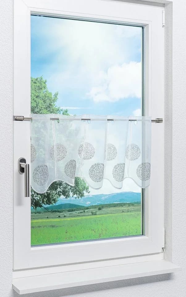 LYSEL® Scheibengardine Kringel Muster Transparent Braun Grau