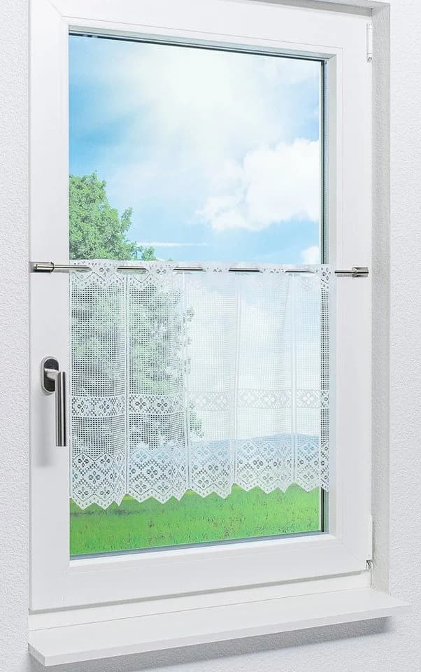 LYSEL® Scheibengardine Kleeblatt Design Transparent Weiß