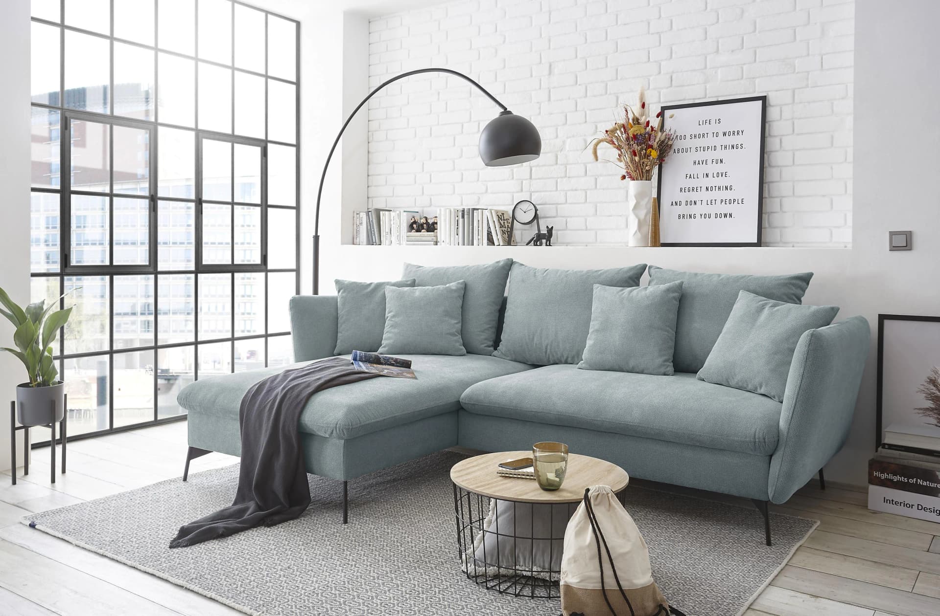Ecksofa OTTO HOME LIVORNO L-Form Blaugrau mit Bettkasten