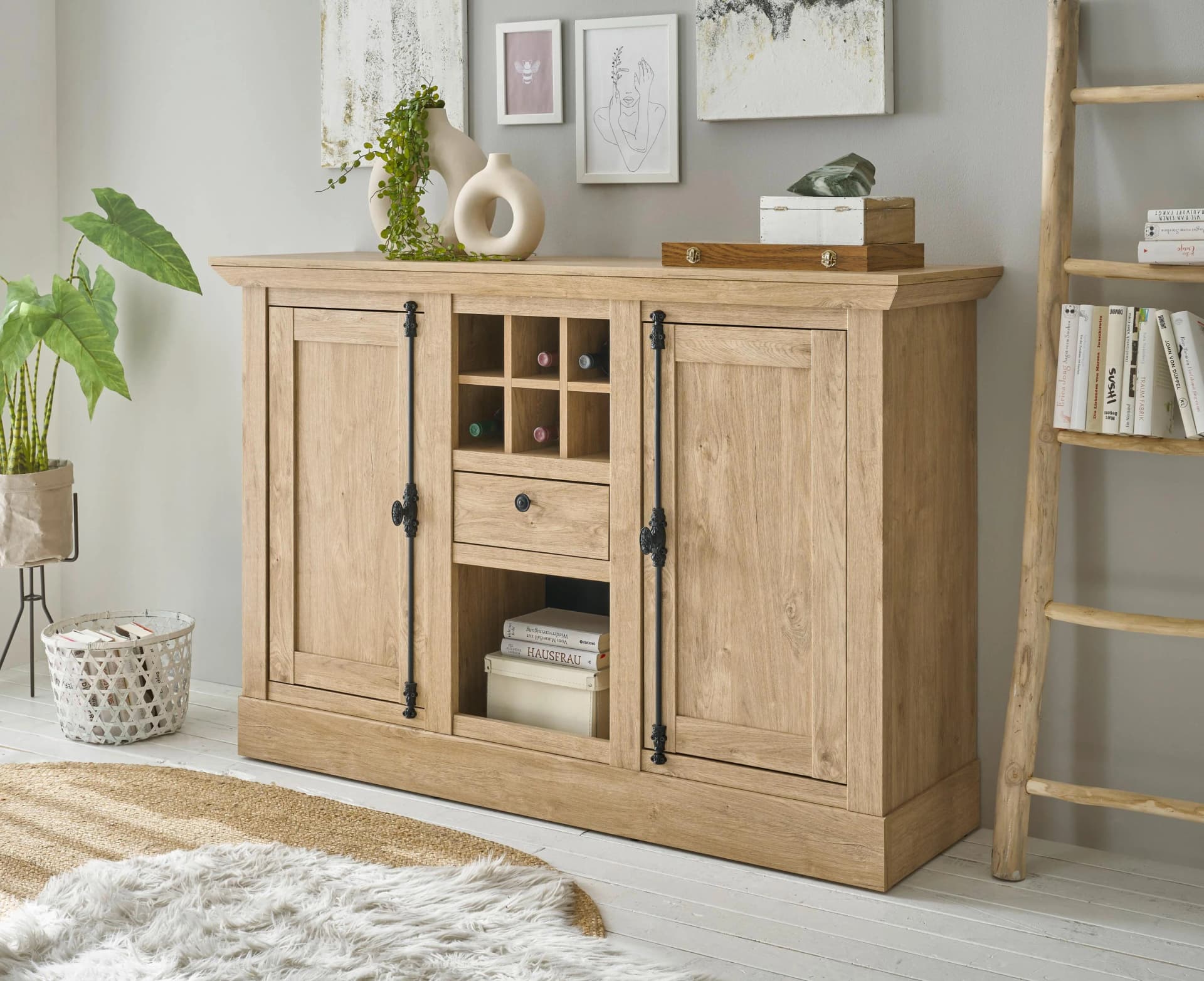 Highboard Cornwall Eiche Holzwerkstoff Sideboard Landhausstil