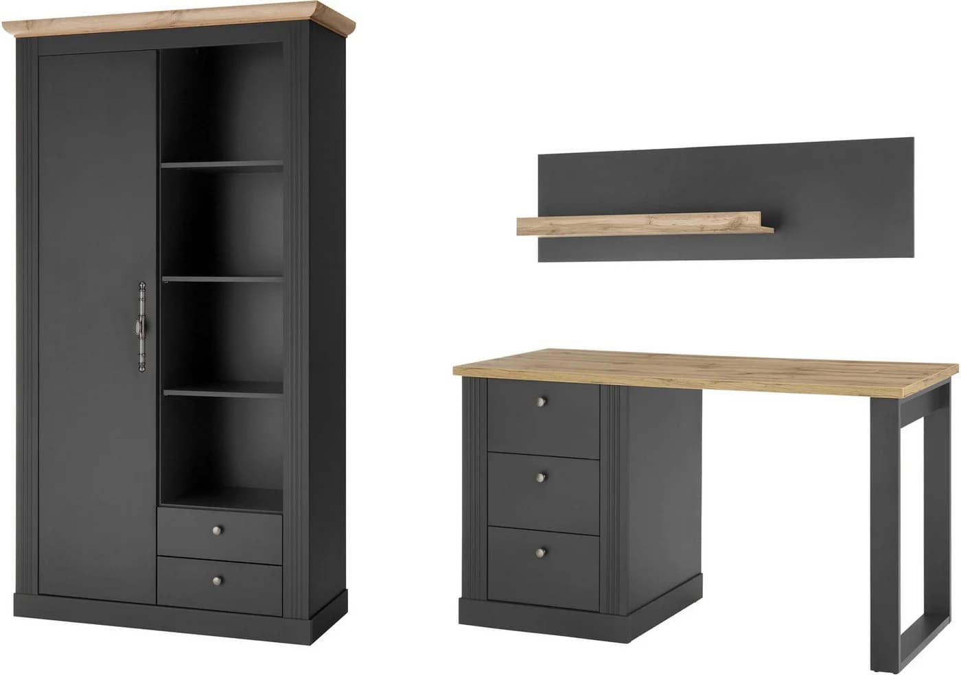 OTTO HOME Westminster Büromöbel-Set Grau Landhausstil