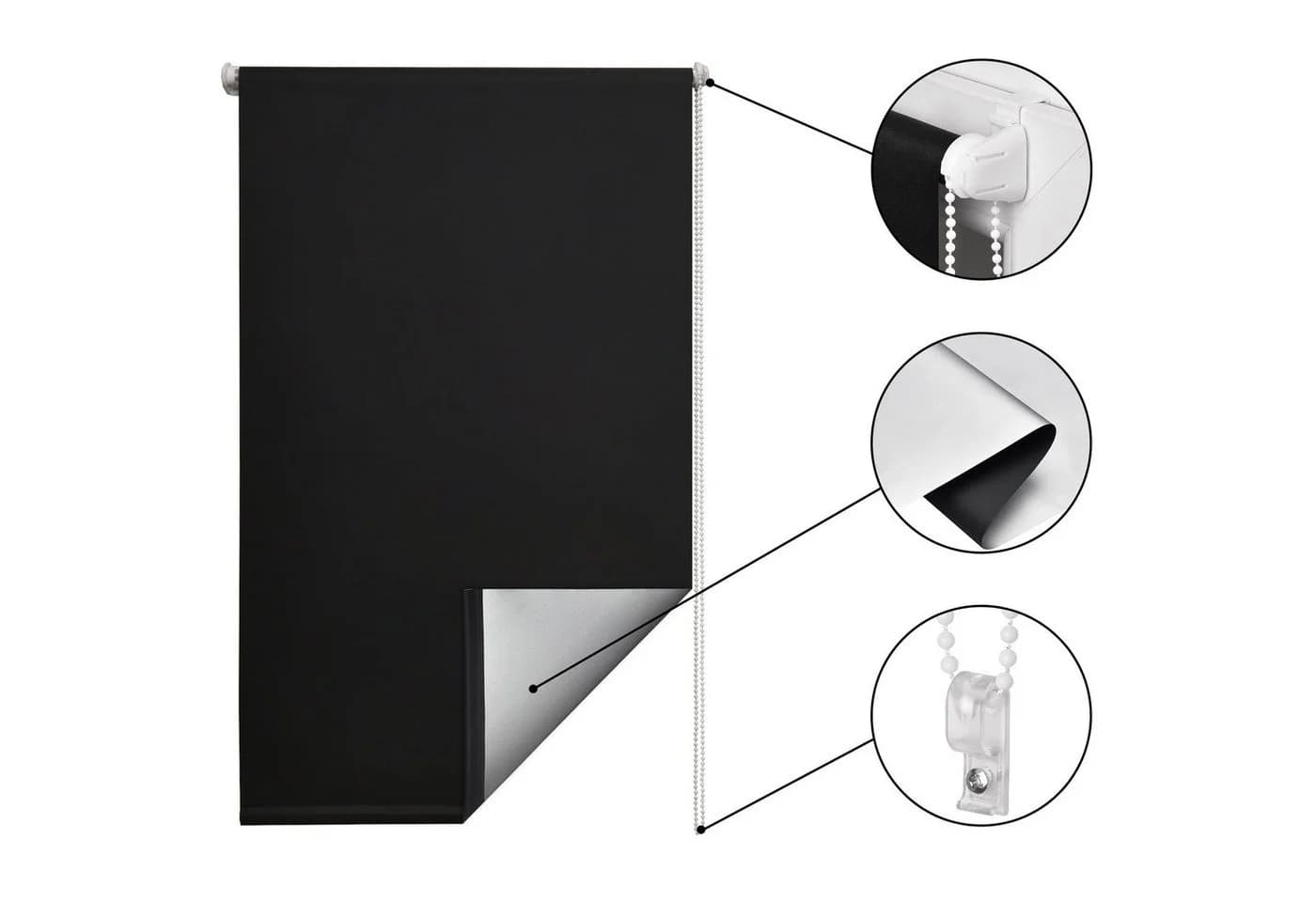 Sol Royal Thermorollo Schwarz 100% Verdunkelung mit Klemmfix