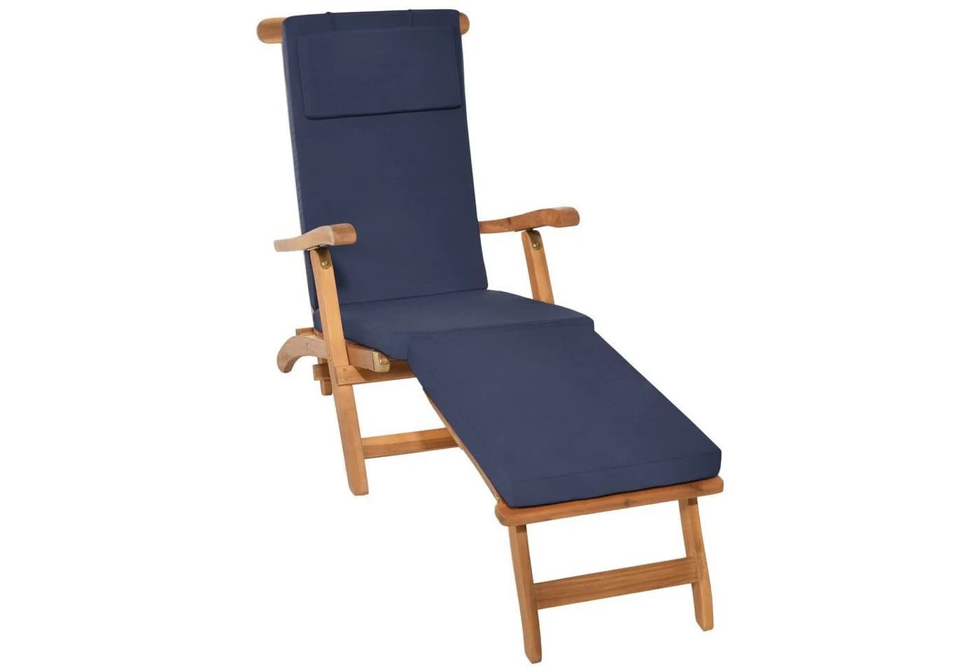 Beautissu Polsterauflage Deckchair Dunkelblau Abnehmbar