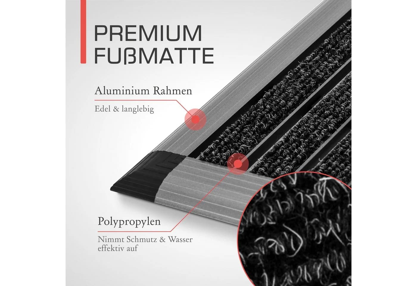 bomoe AluGant Fußmatte Grau Aluminium Rutschfest