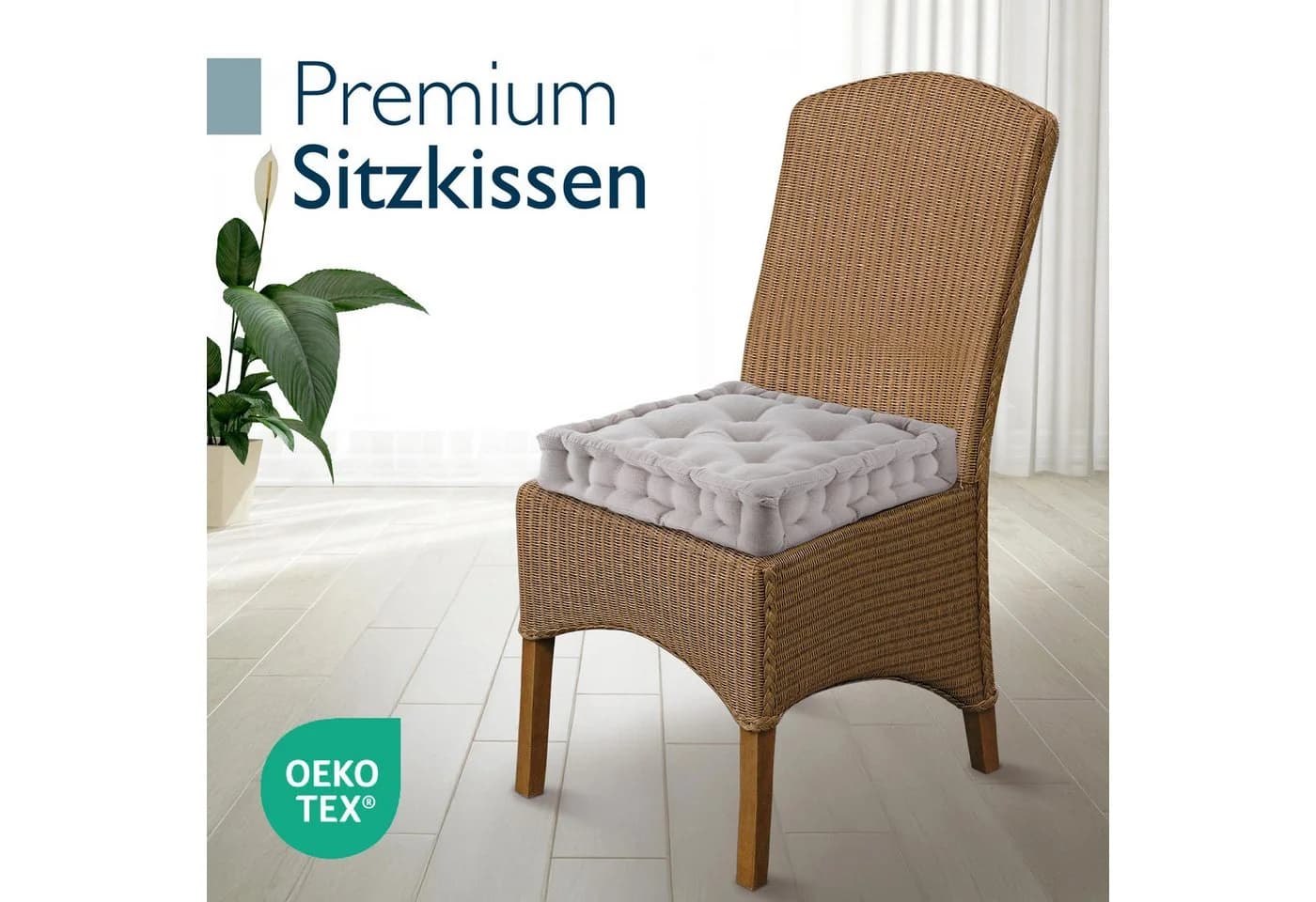 Beautissu Stuhlkissen Mila 50x50cm Taupe 100% Baumwolle