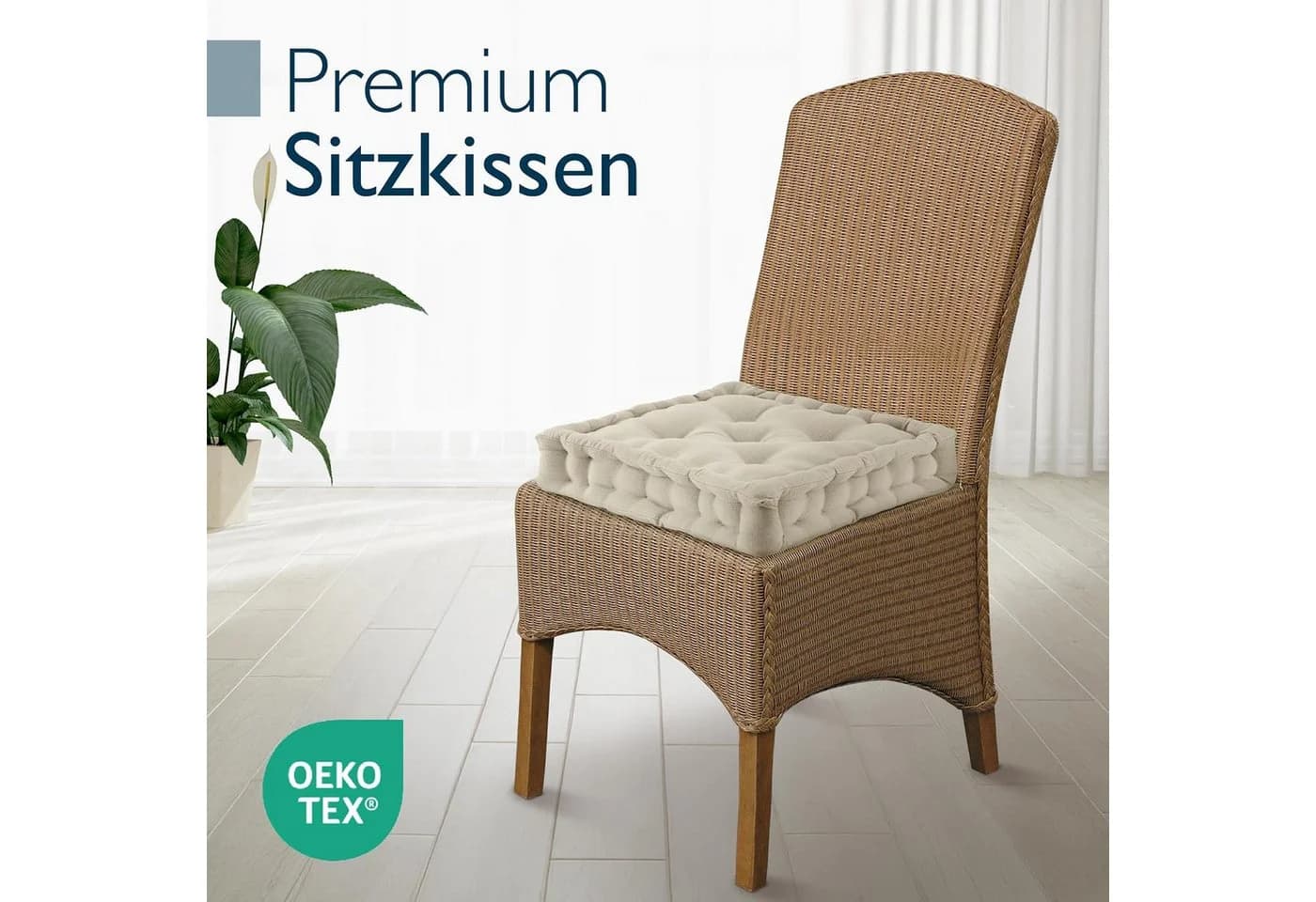 Beautissu Stuhlkissen Mila 2er Set Leinen Beige Indoor Outdoor