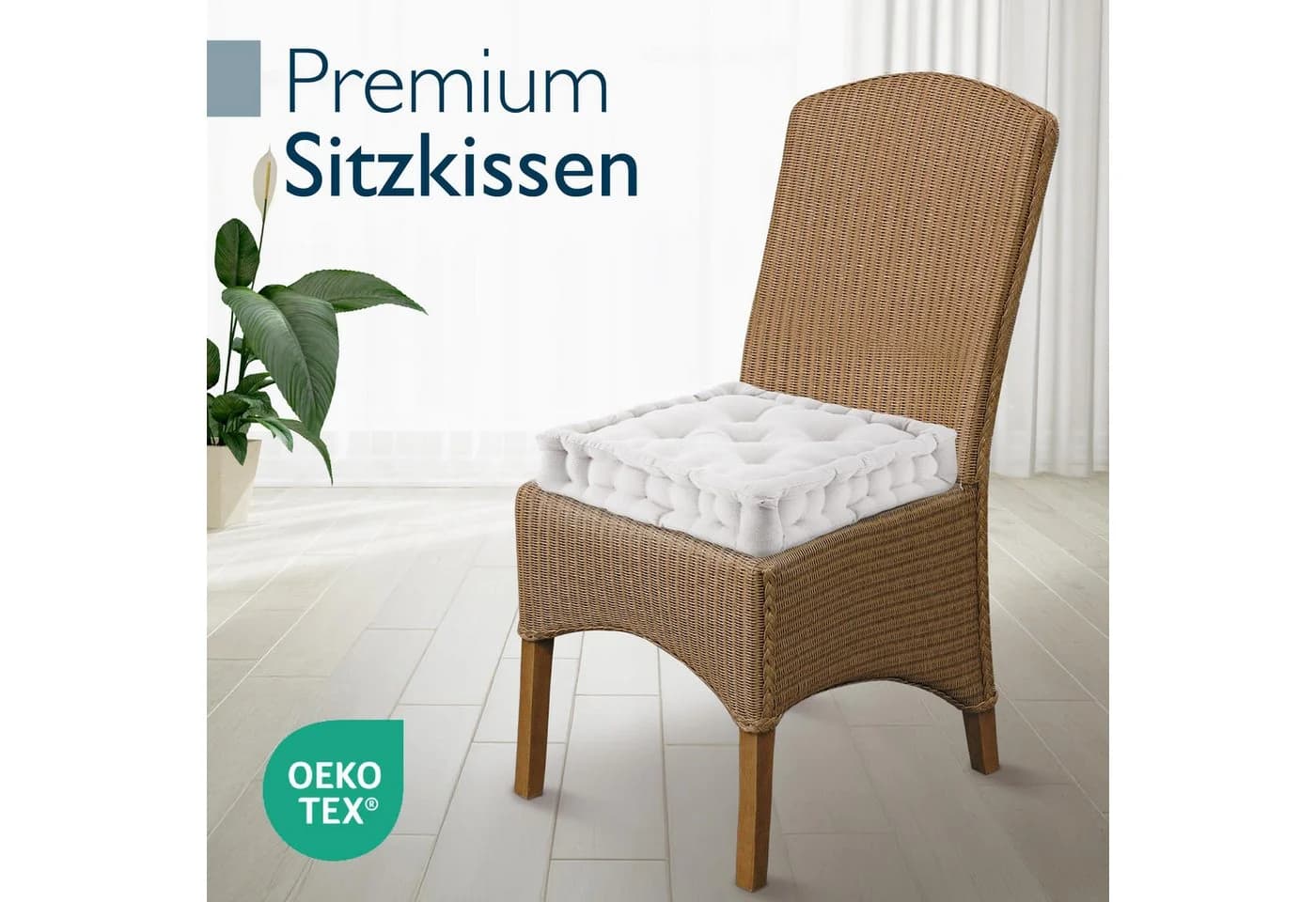 Beautissu Stuhlkissen 4er Set Mila 50x50cm Natur 100% Baumwolle