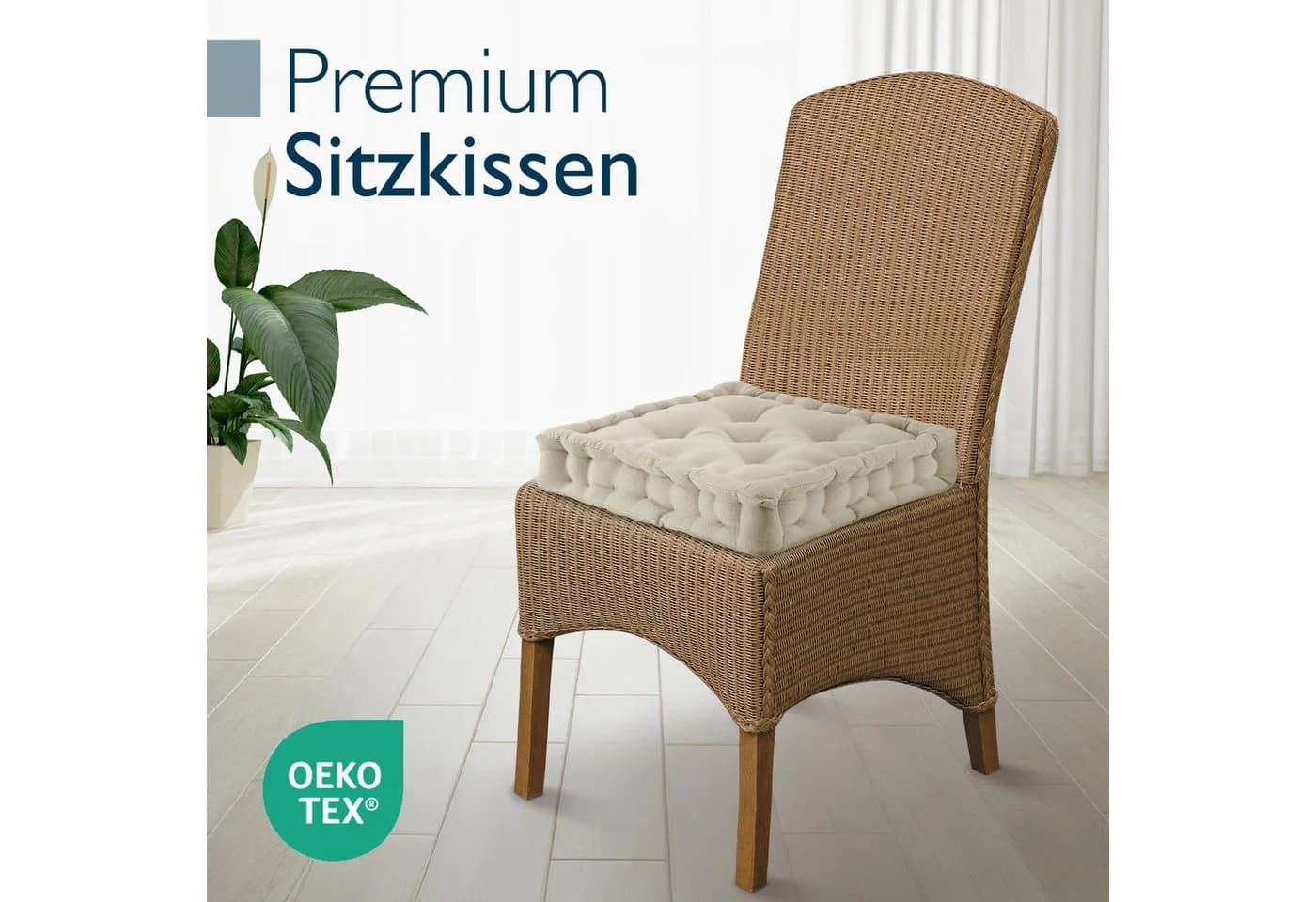 Beautissu Stuhlkissen 4er Set Mila Leinen Beige