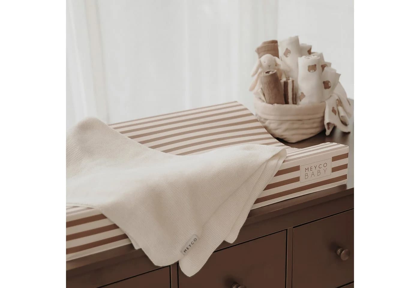 Meyco Baby Wickelauflage Fat Stripe Taupe