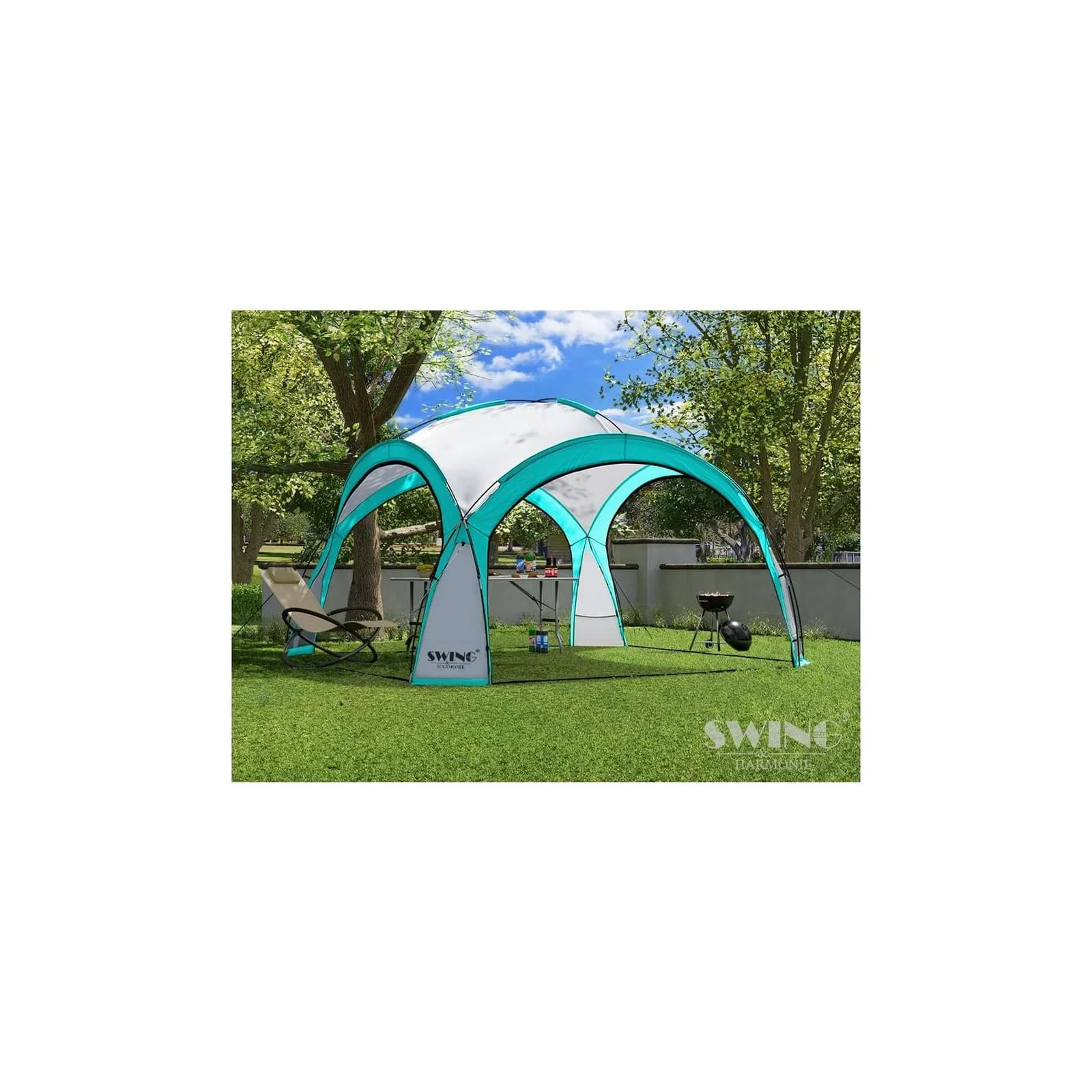 Swing&Harmonie LED Event Pavillon DomeShelter 3,6x3,6m mit Solarmodul