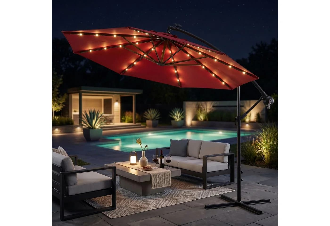 Swing&Harmonie Sonnenschirm mit LED & Solar 300/350cm