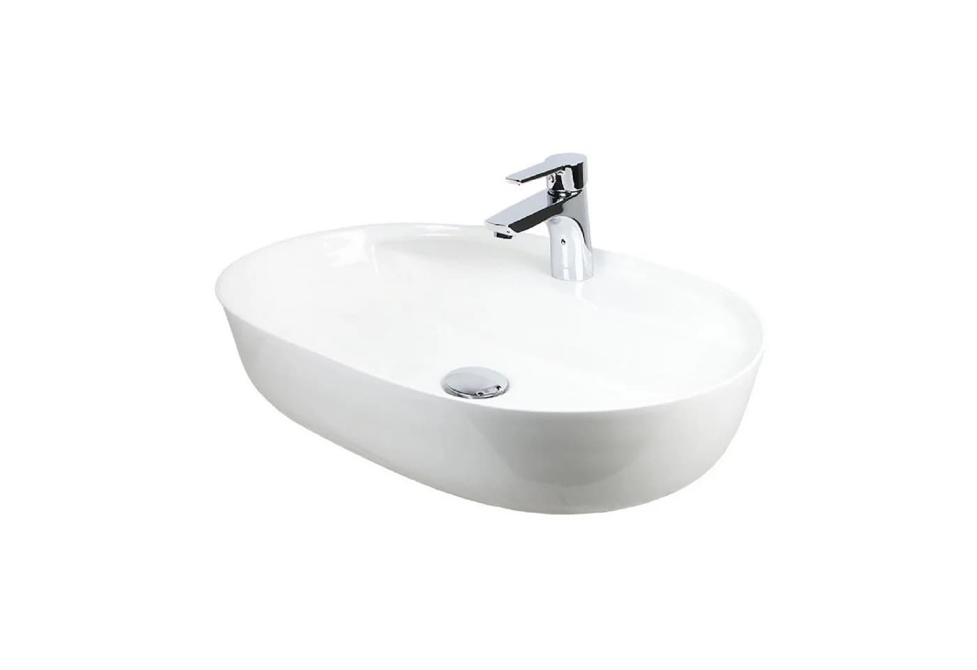 Stabilo Sanitär Aufsatzwaschbecken Weiß Oval Keramik Komplettset