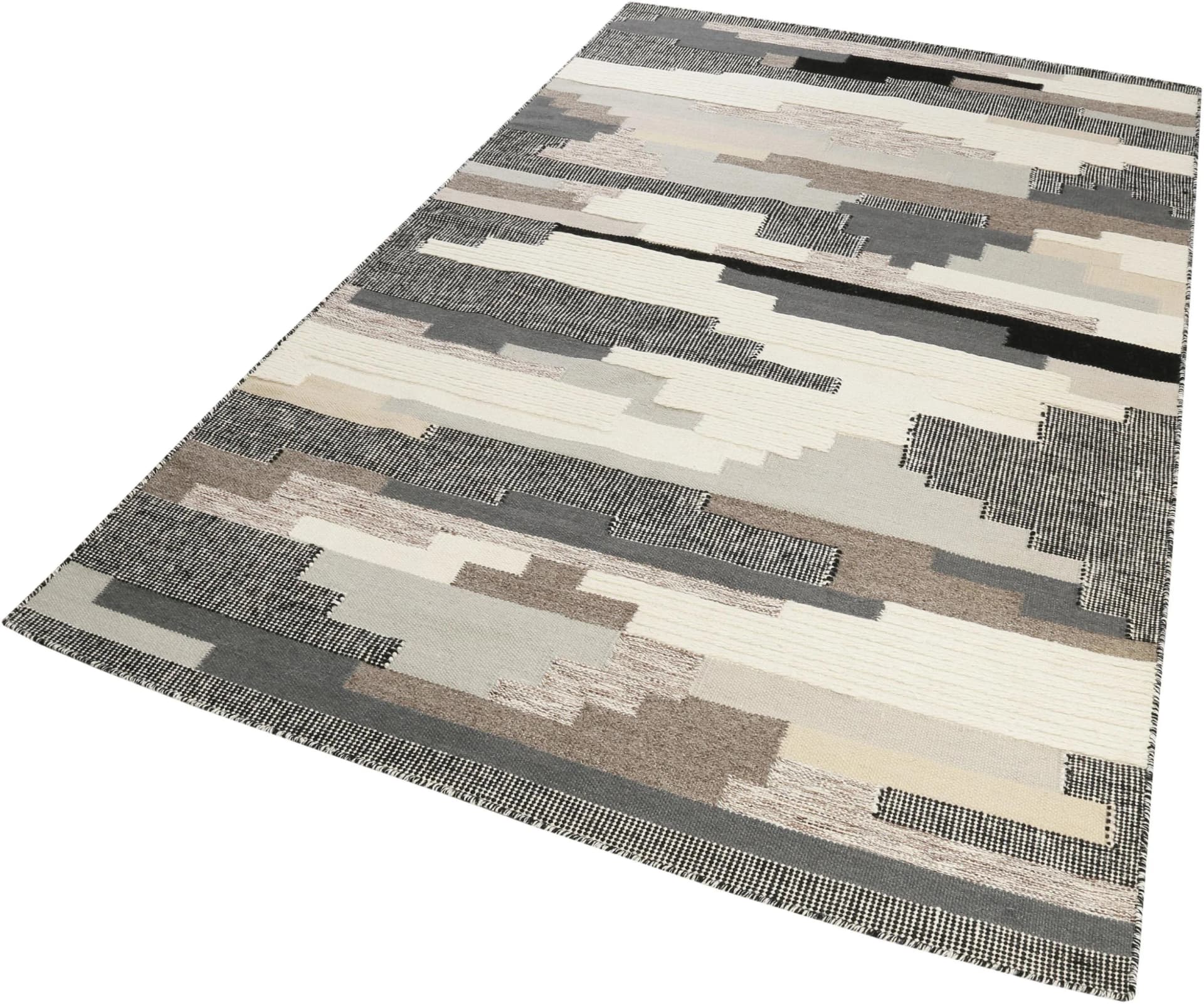 Wollteppich ESPRIT 'Natham Kelim ESP-6012' Gr. 2, grau/taupe, 80x150 cm, Wolle