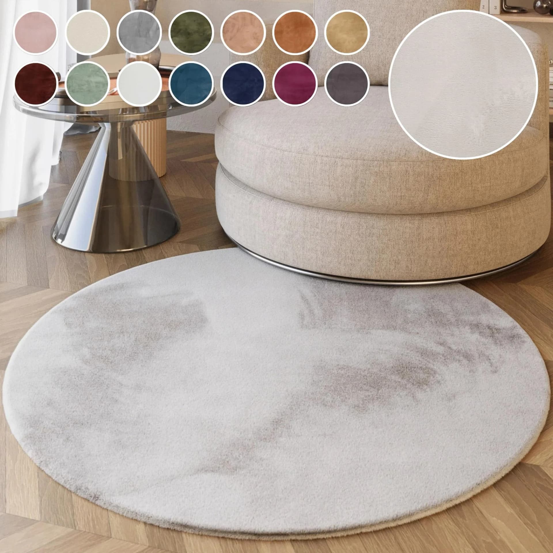 ESPRIT Hochflor-Teppich Alice rund beige Kunstfell 200cm