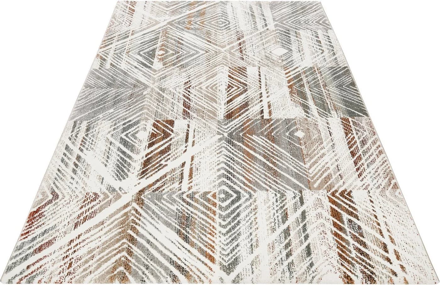ESPRIT Teppich Cuba Geometrisch Braun Grün Kurzflor