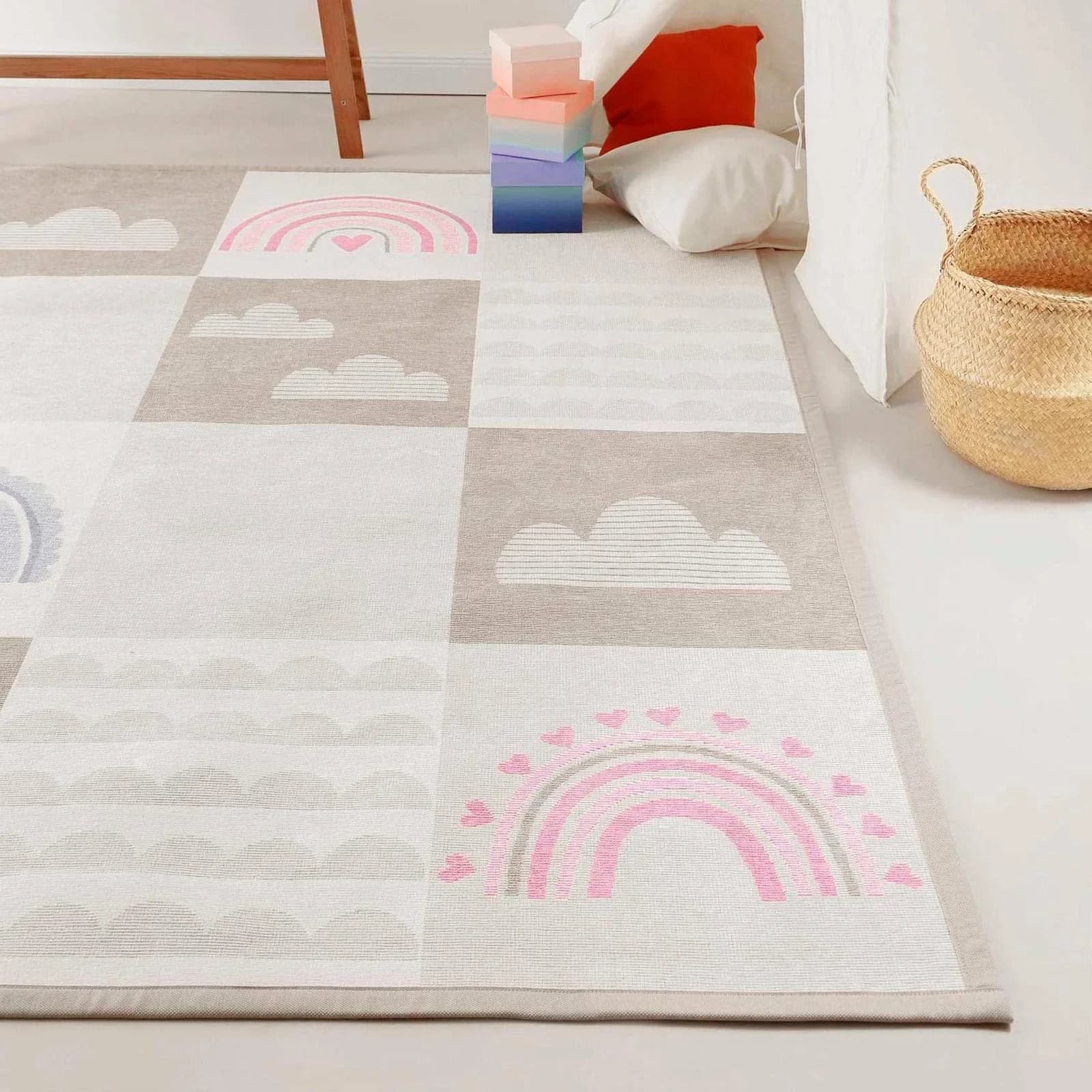 Esprit Kinderteppich Lovely Rainbow Beige Wendeteppich Kurzflor