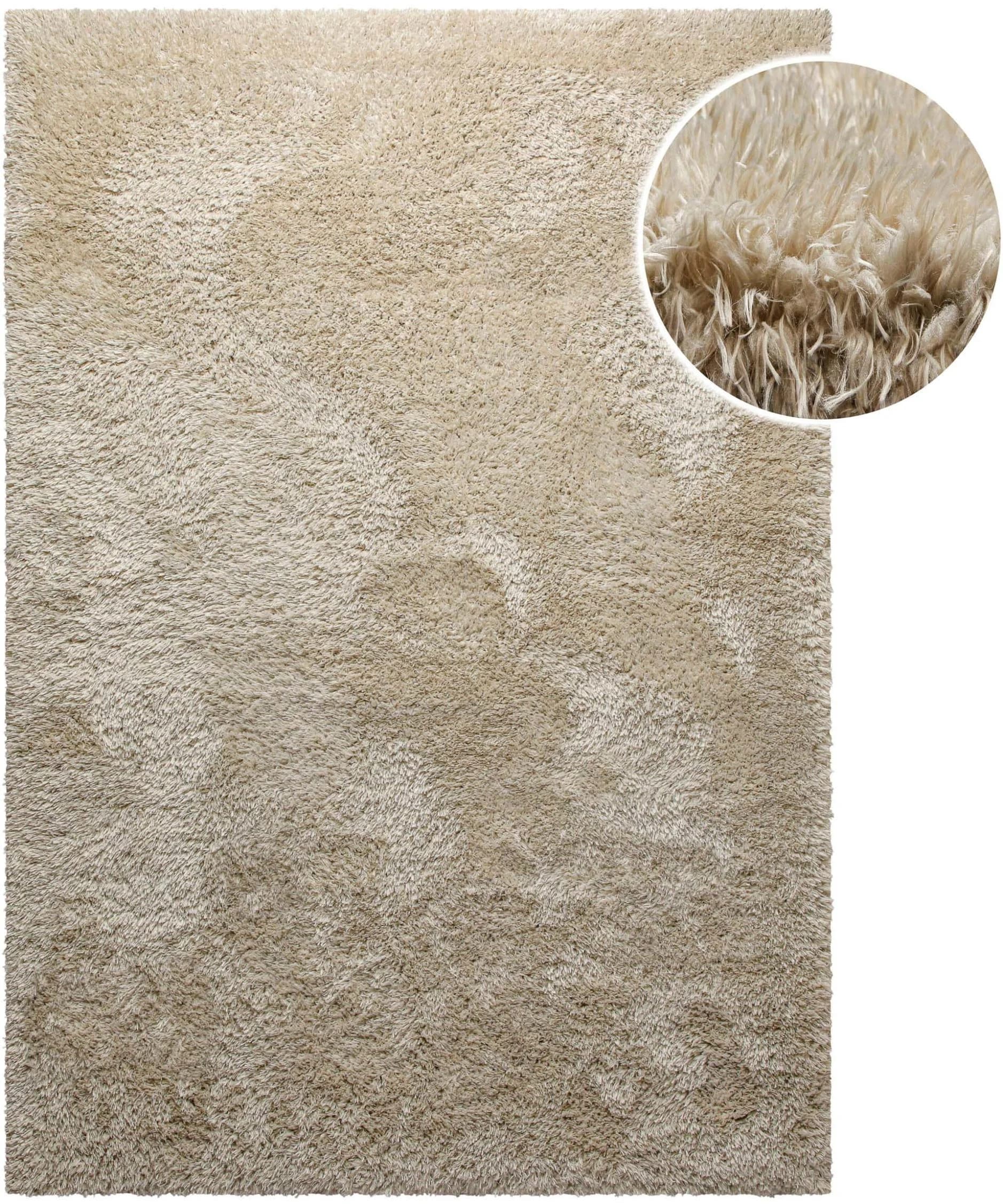 HOMIE LIVING Hochflor-Teppich Matteo Braun Beige Shaggy Polyester