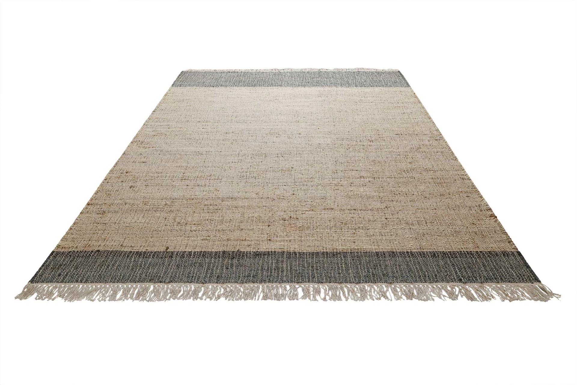 Green Looop Viktor Teppich Gestreift Anthrazit Braun Jute Baumwolle