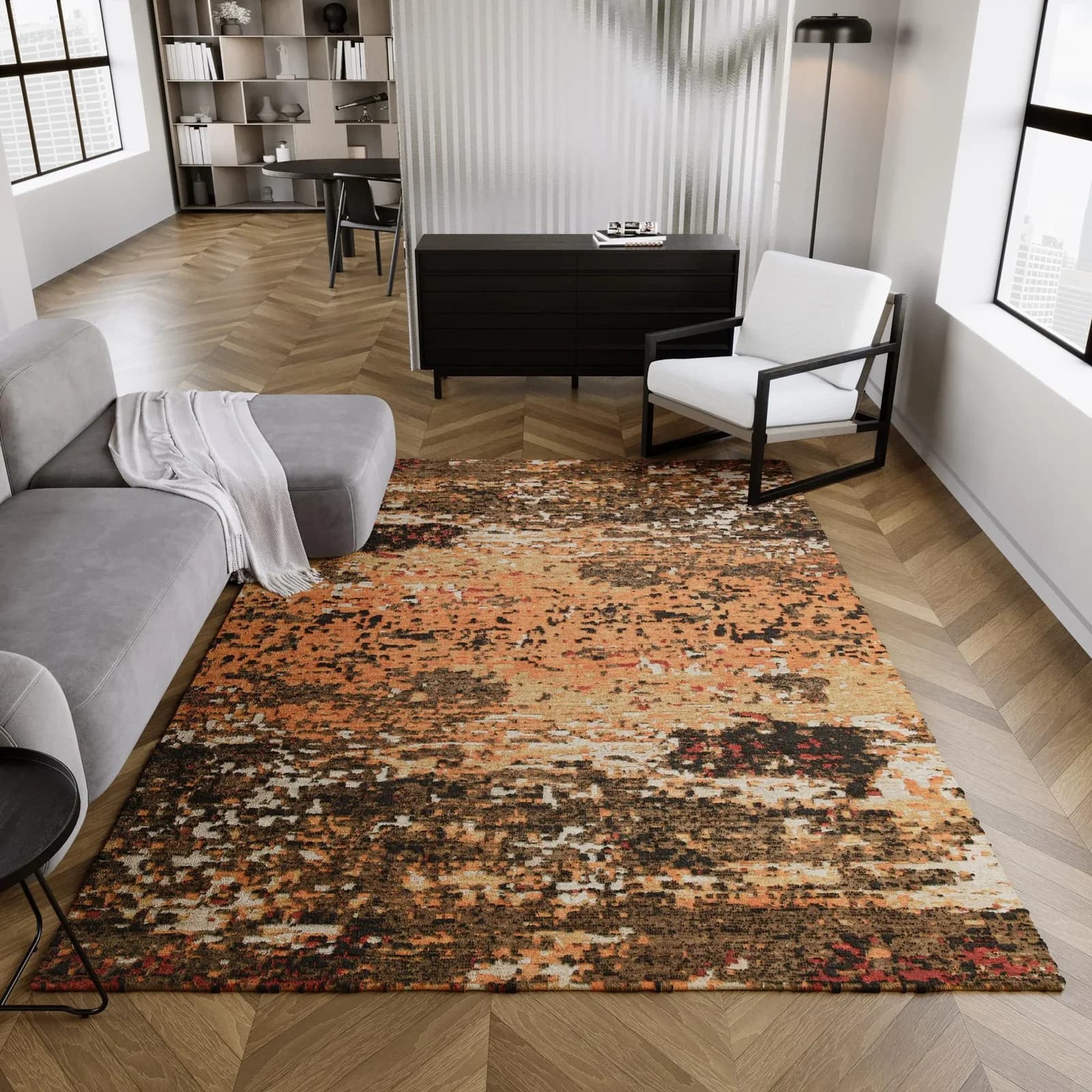 Esprit Kurzflorteppich East Village Braun Vintage