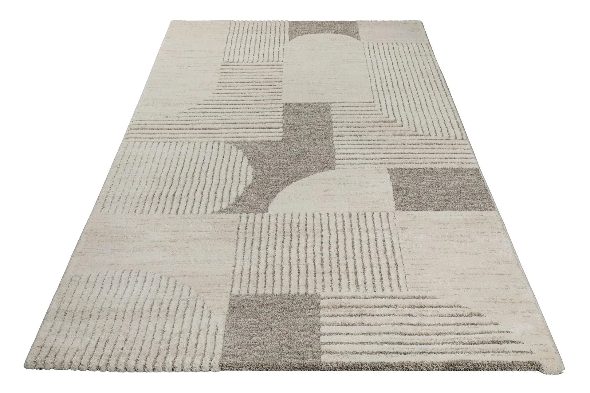 Retro-Scandi-Teppich in Beige und Creme