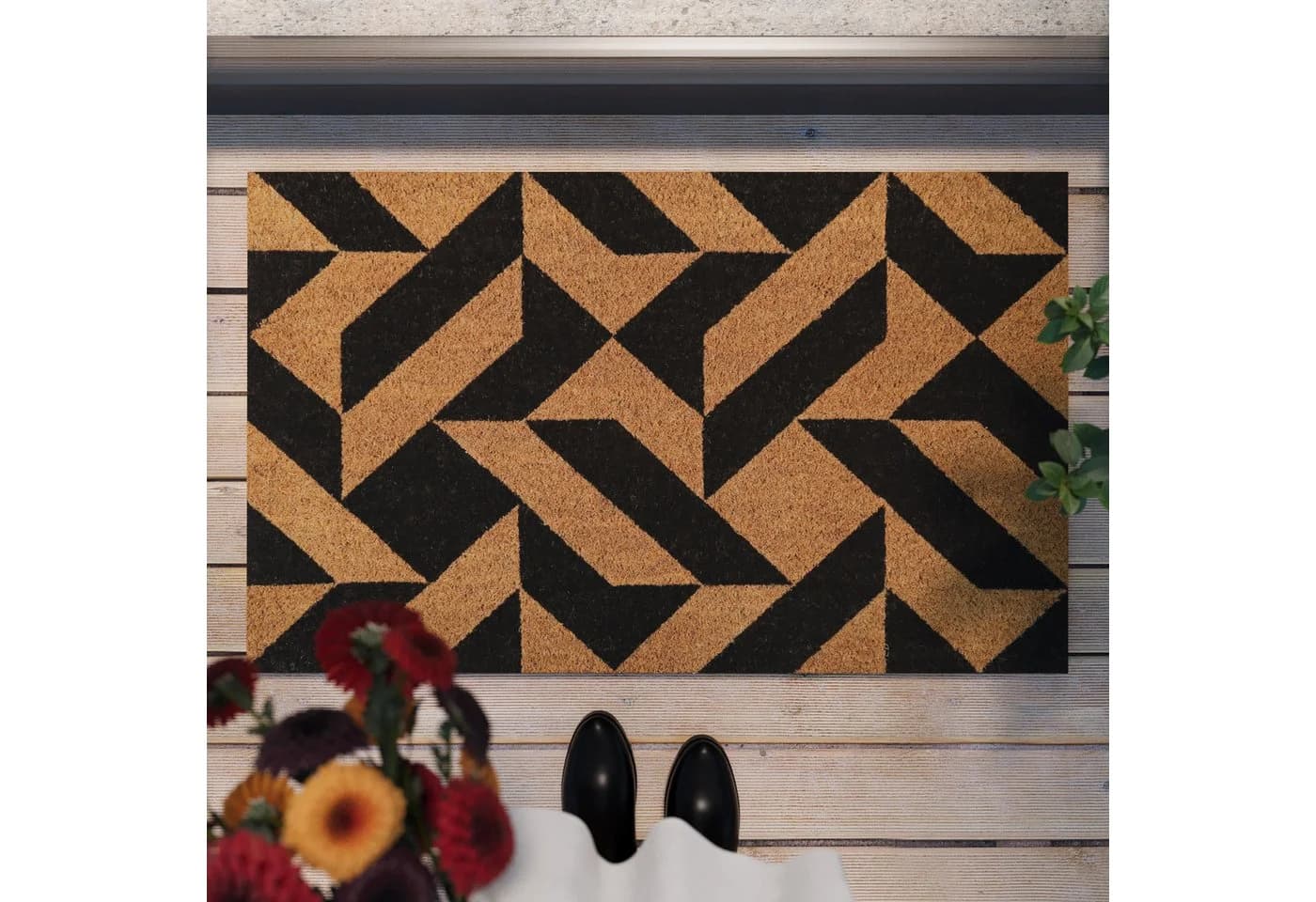 WECON HOME Mainstage Fußmatte Beige/Schwarz Kokos Rutschfest