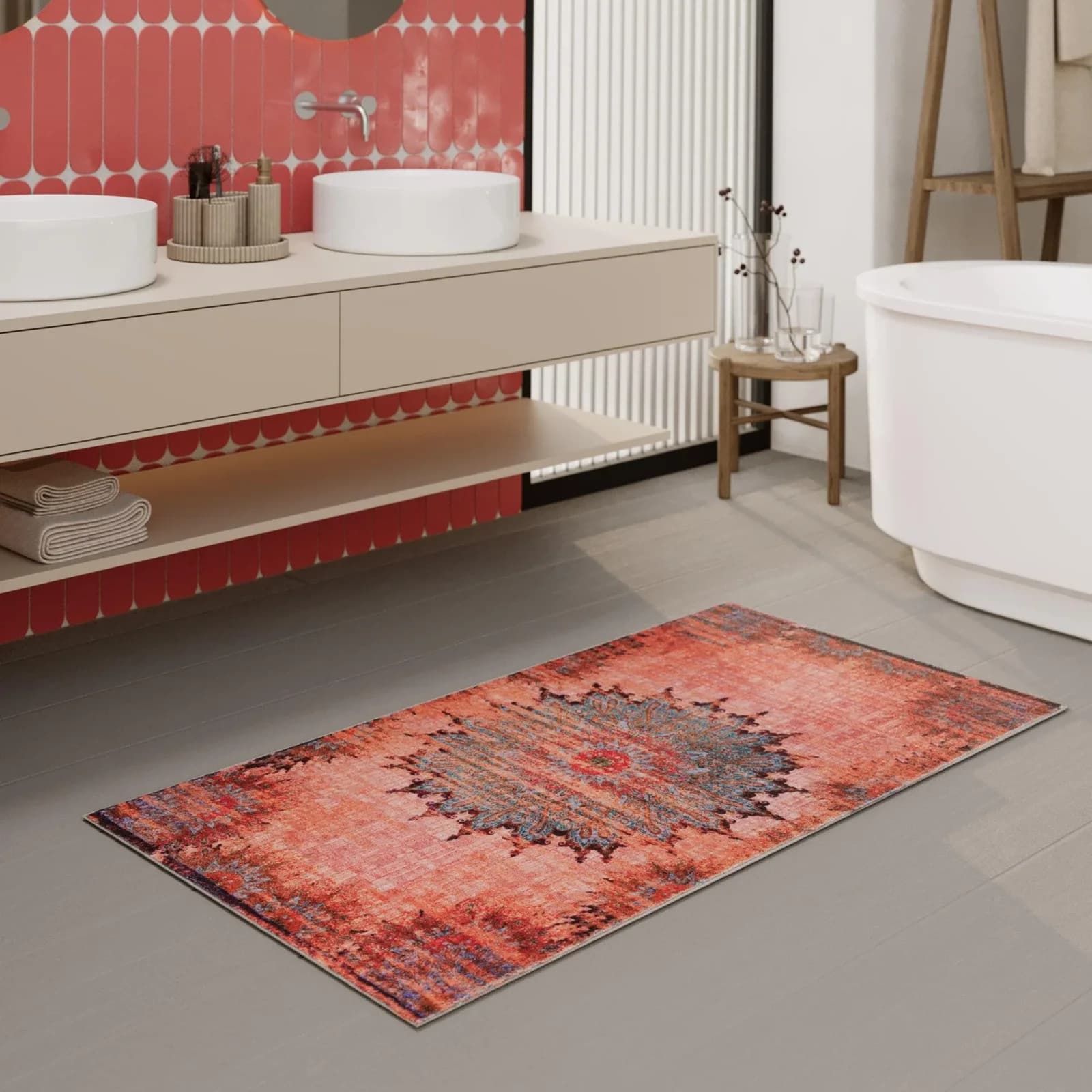 WECON HOME Badematte Healing Orientalisch Vintage Rot