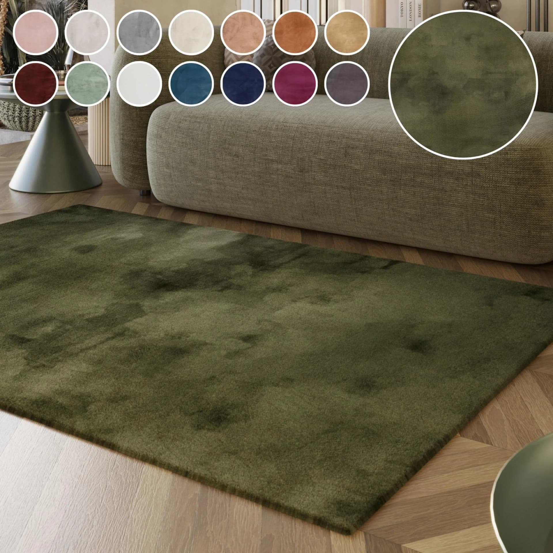 ESPRIT Hochflor-Teppich Alice Grün 200x200 cm Polyester