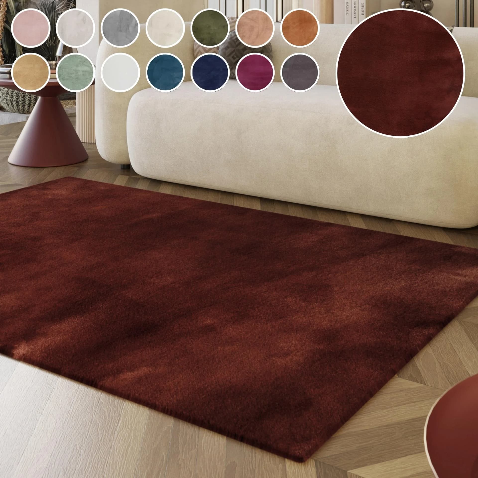 ESPRIT Hochflor-Teppich Alice Kunstfell Bordeaux Uni