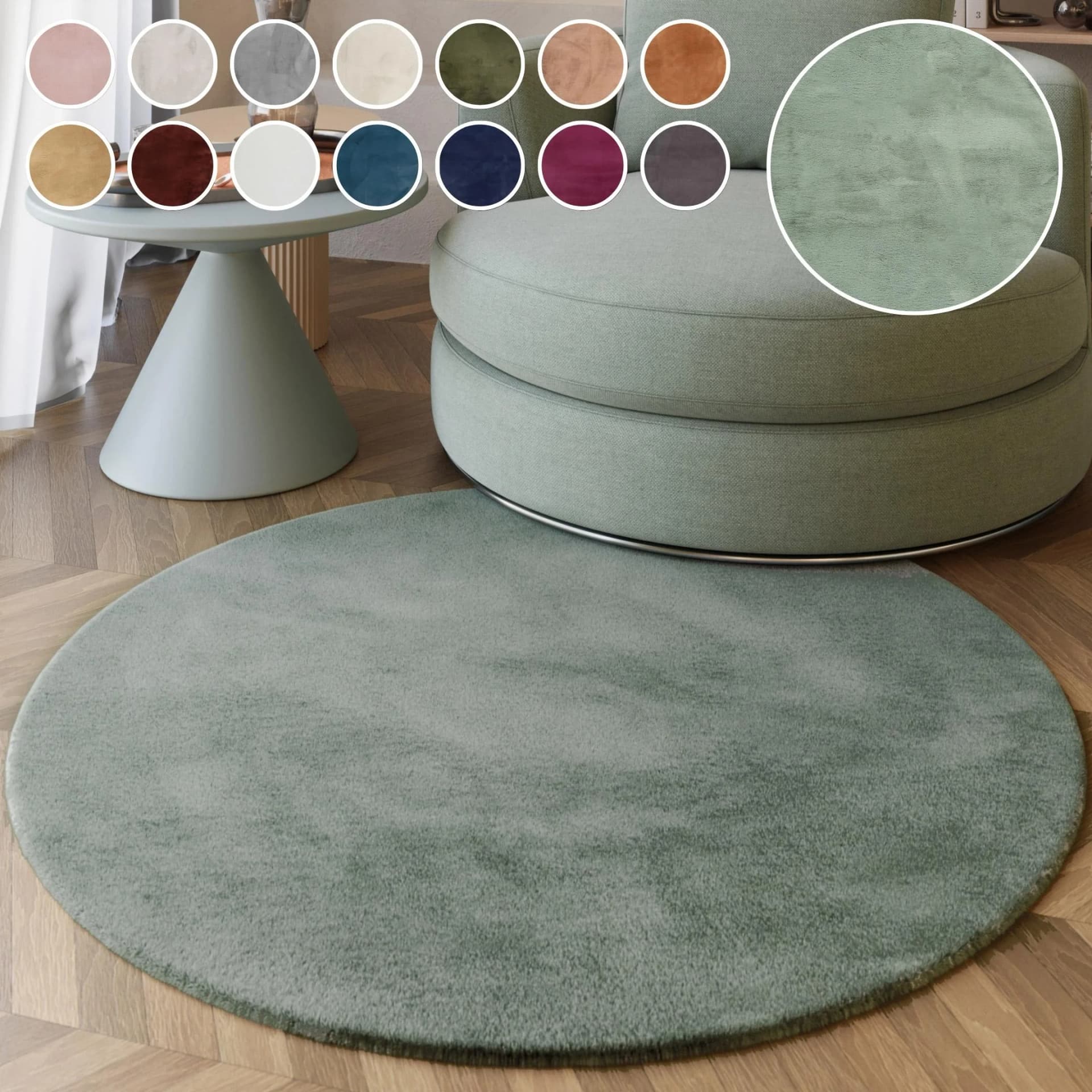 ESPRIT Hochflor-Teppich Alice Türkis Rund 150cm