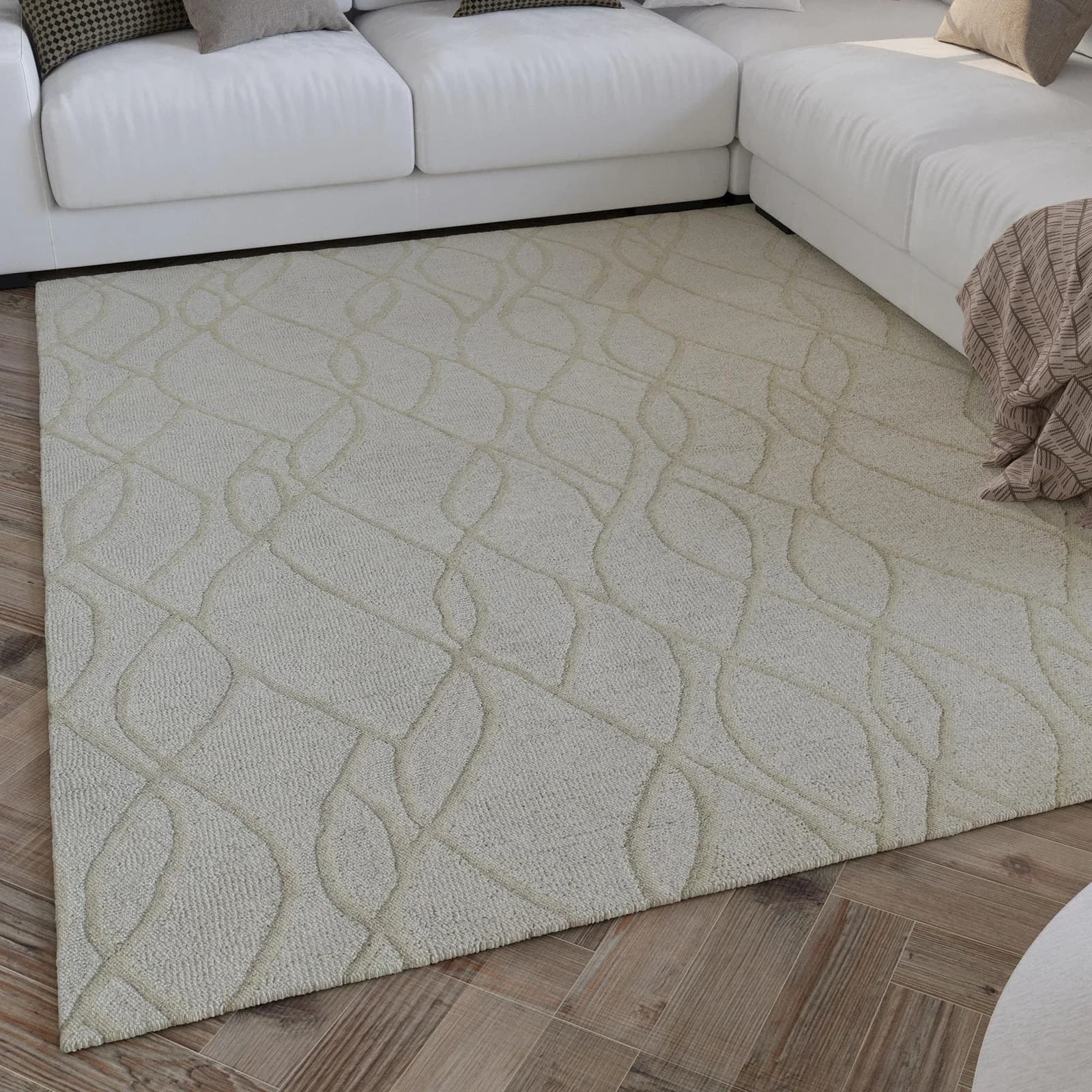 WECON HOME Wollteppich Hamptons beige 80x300 cm Schurwolle