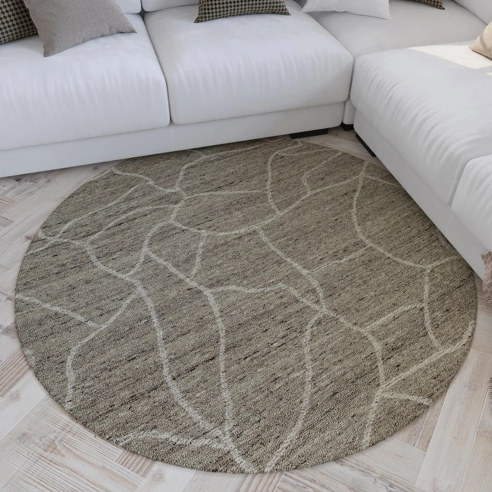 WECON HOME Wollteppich Hamptons FORTYONE Grau Taupe Kurzflor