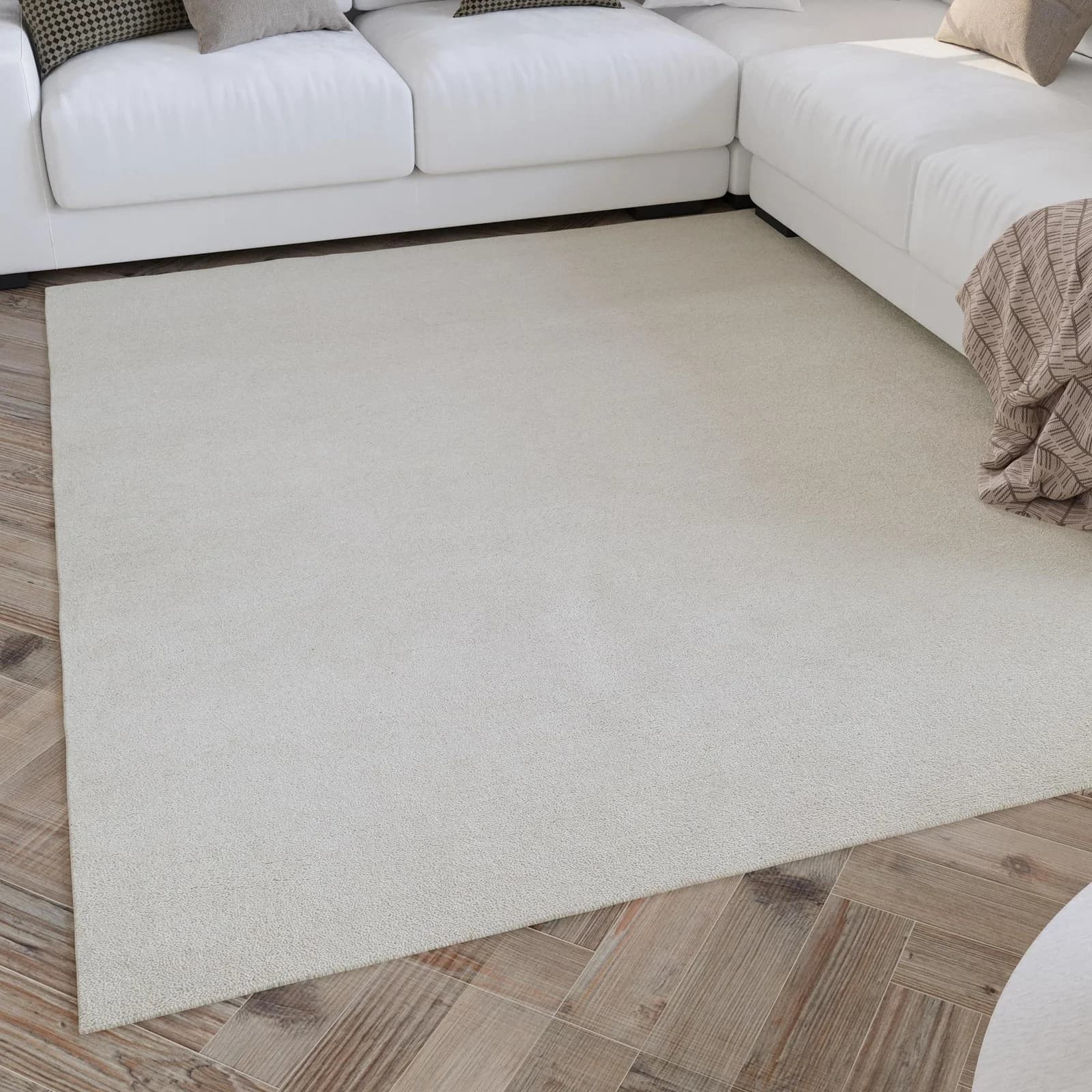 Wollteppich WECON HOME "Hamptons FORTYTHREE" Cremeweiß Kurzflor