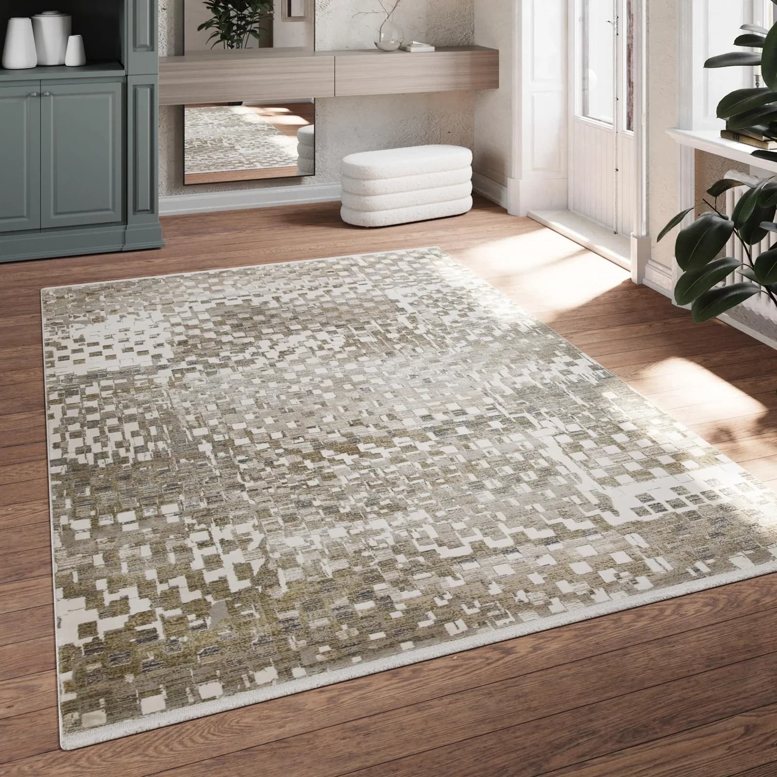 Esprit Kurzflor Teppich Beige Geometrisches Muster