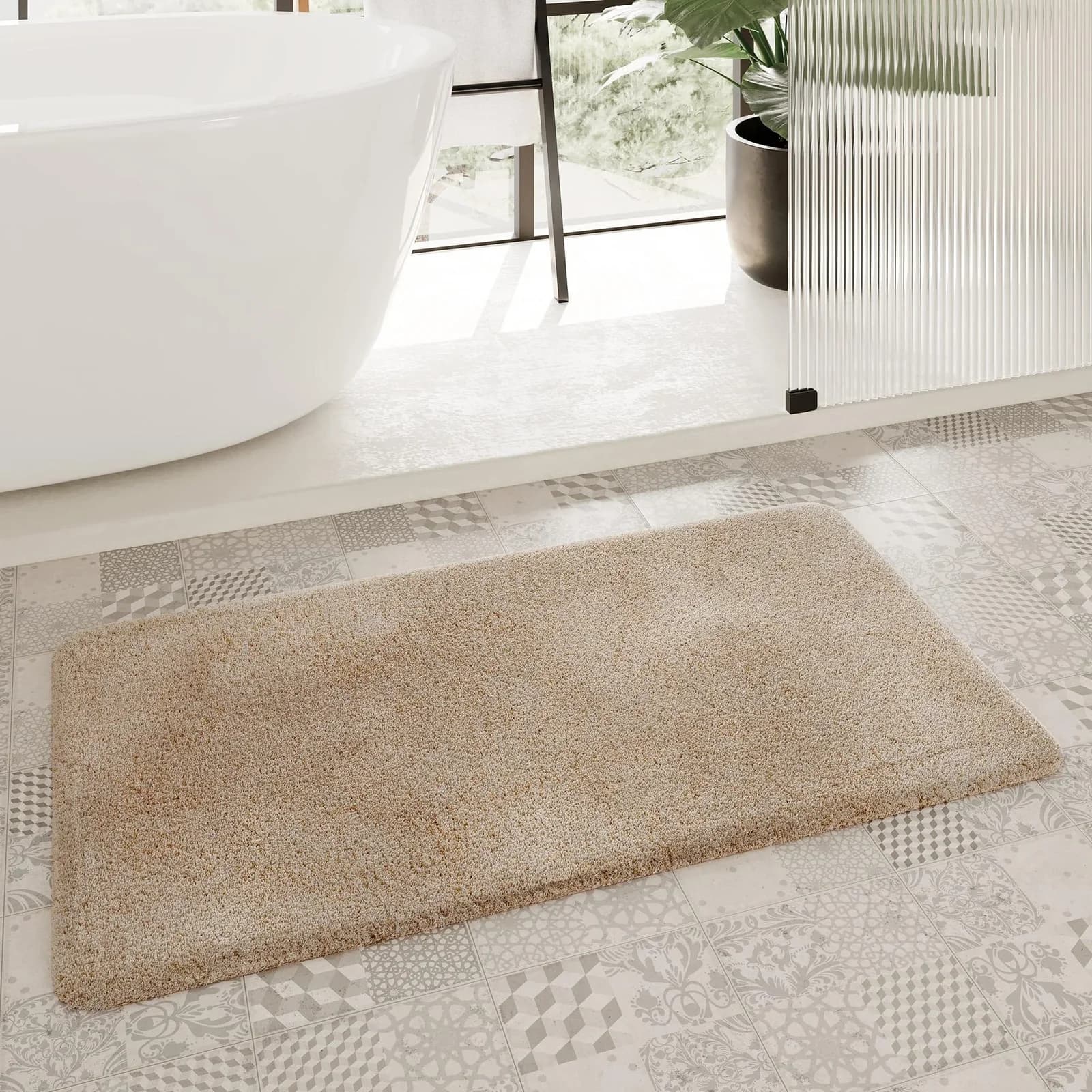 HOMIE LIVING Badematte Porto Azzurro Braun Polyester