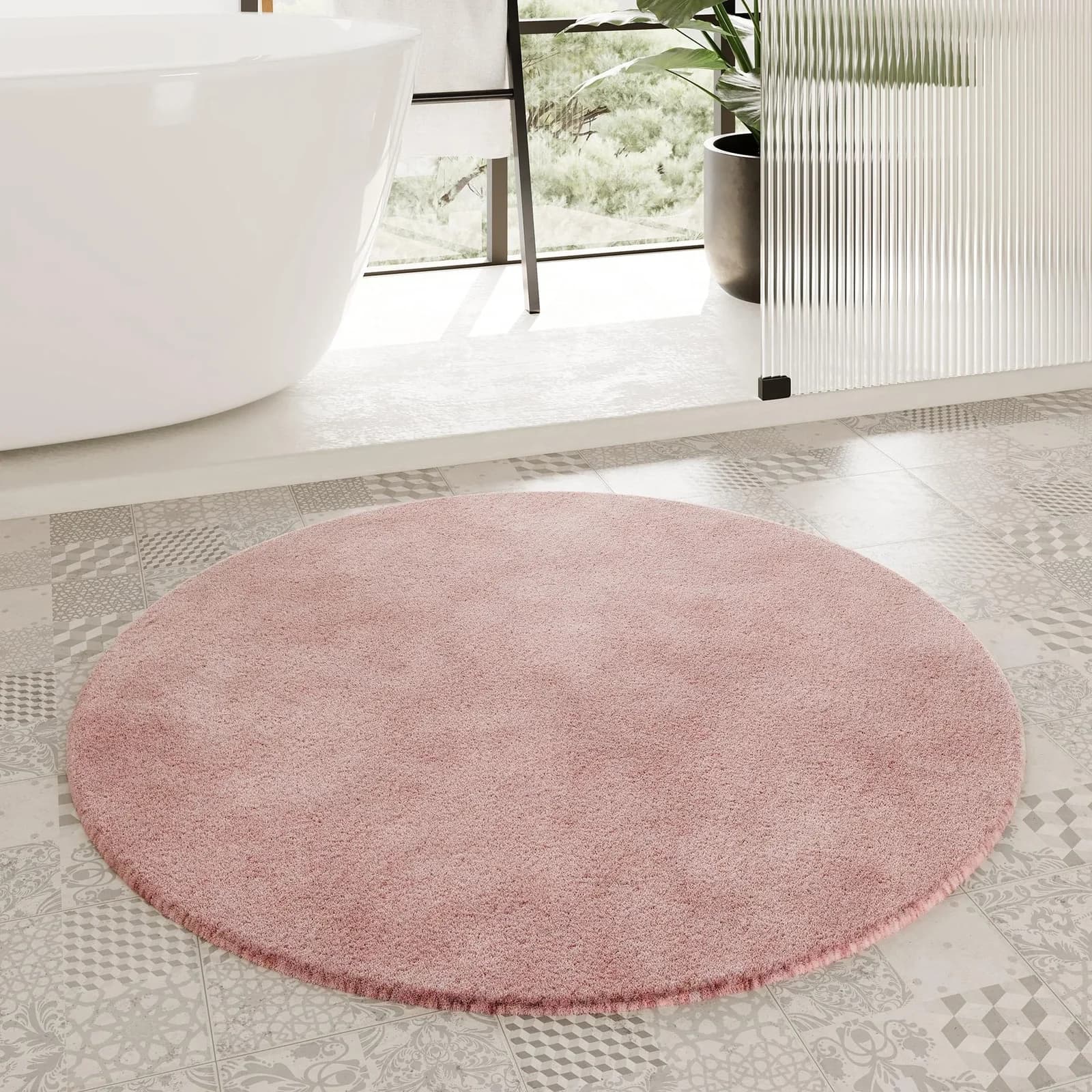 HOMIE LIVING Badematte Porto Azzurro Rosa Rund