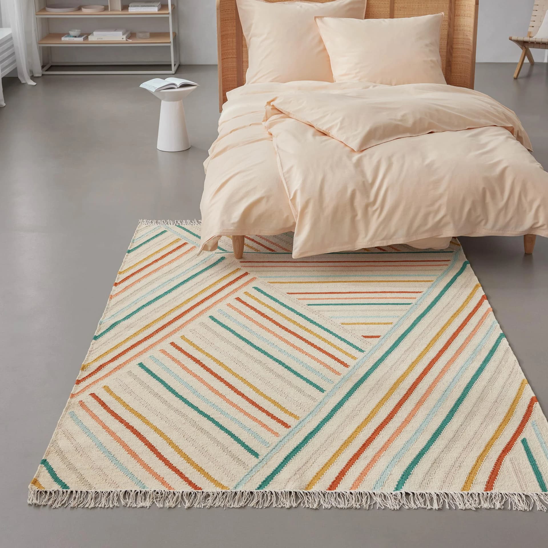 Kelim-Teppich aus Schurwolle, bunt, skandinavischer Stil