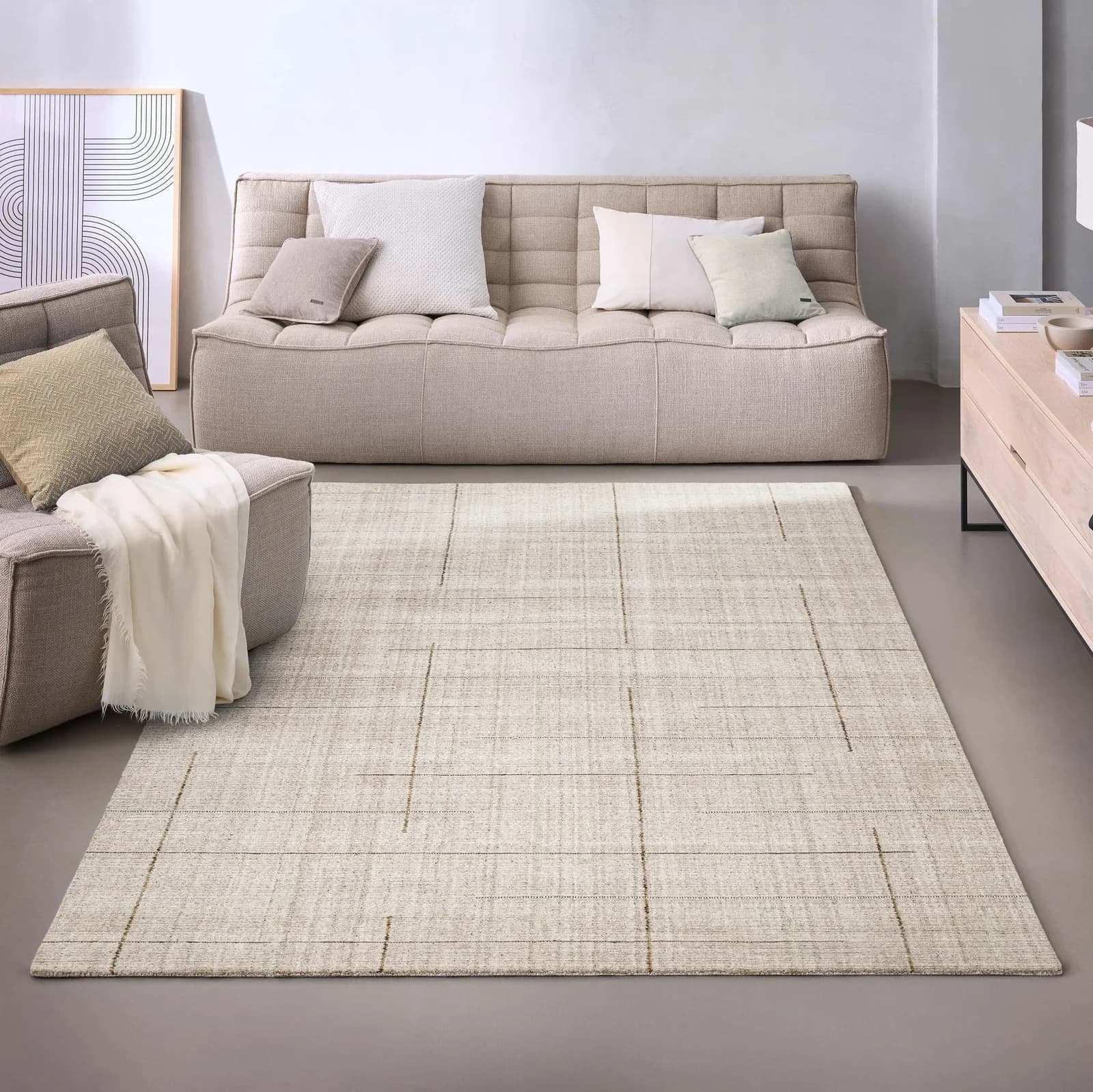 Wecon Home Teppich Milly Greige Kurzflorteppich