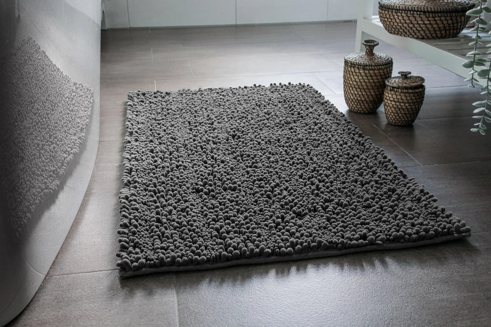 Badematte WECON HOME BASICS Benno Grau Chenille